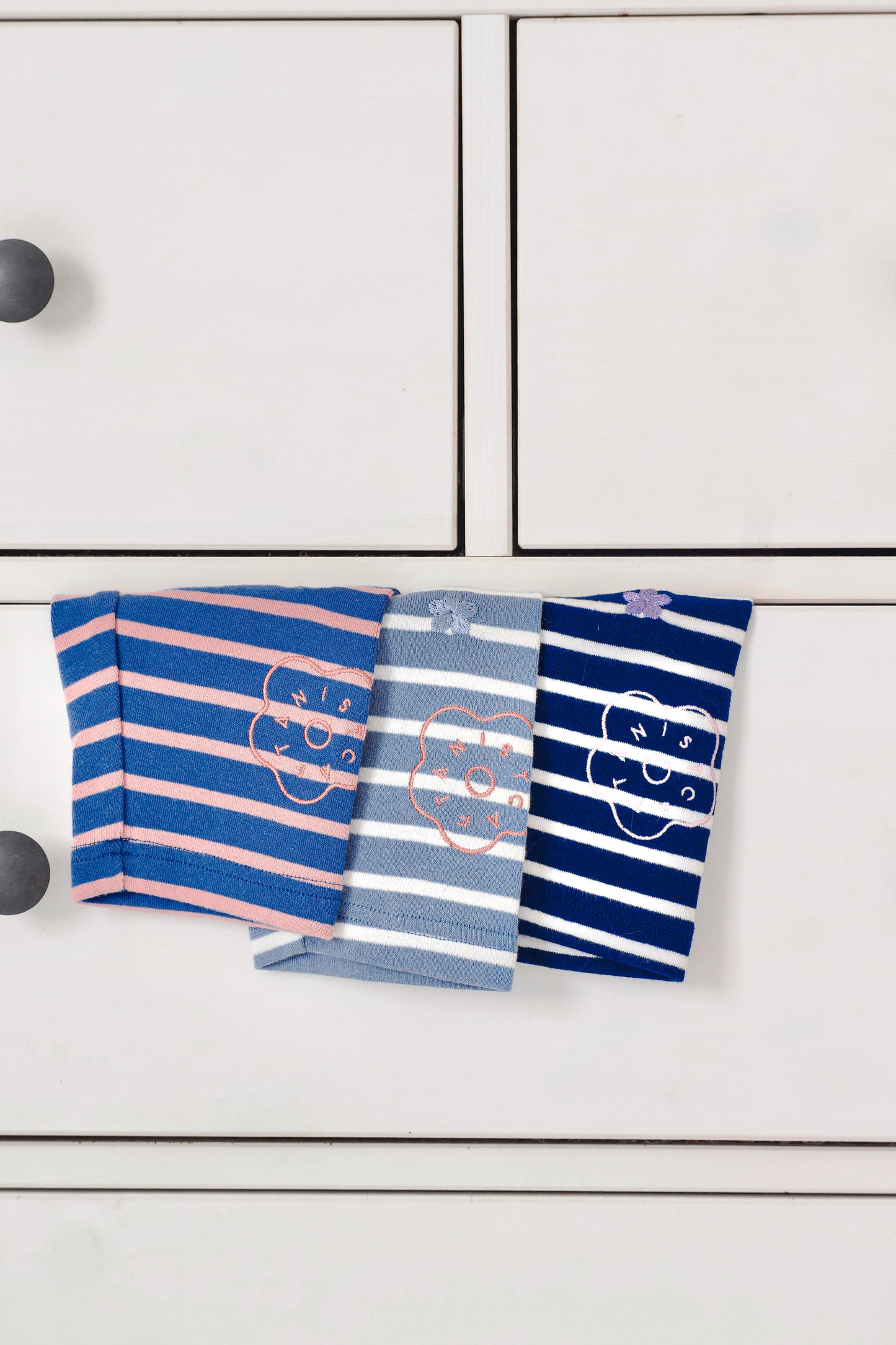 Marinière Striped Embroidered Cotton Tee - Navy Crème