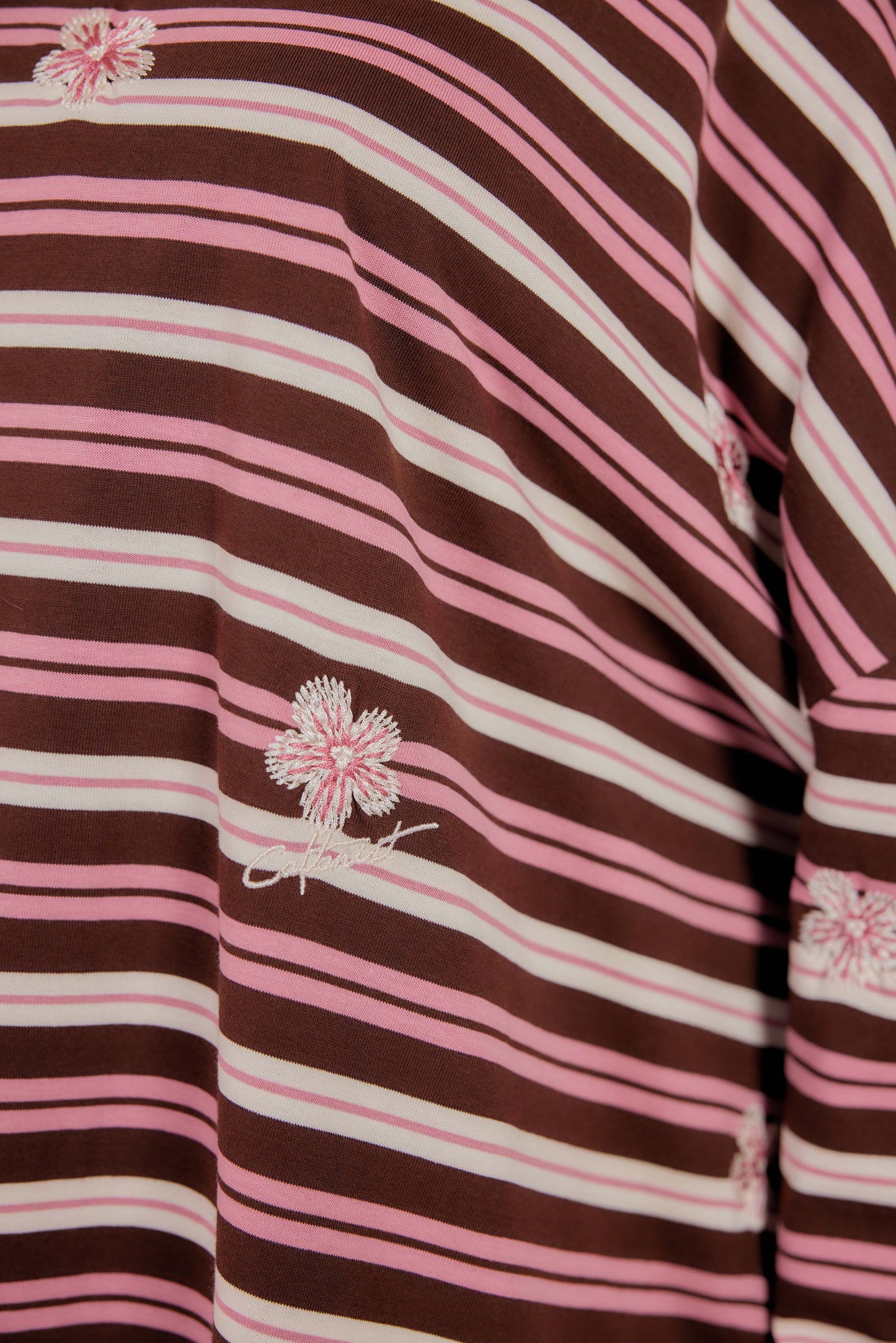 Striped Embroidered Cotton Relaxed Reversible Tee