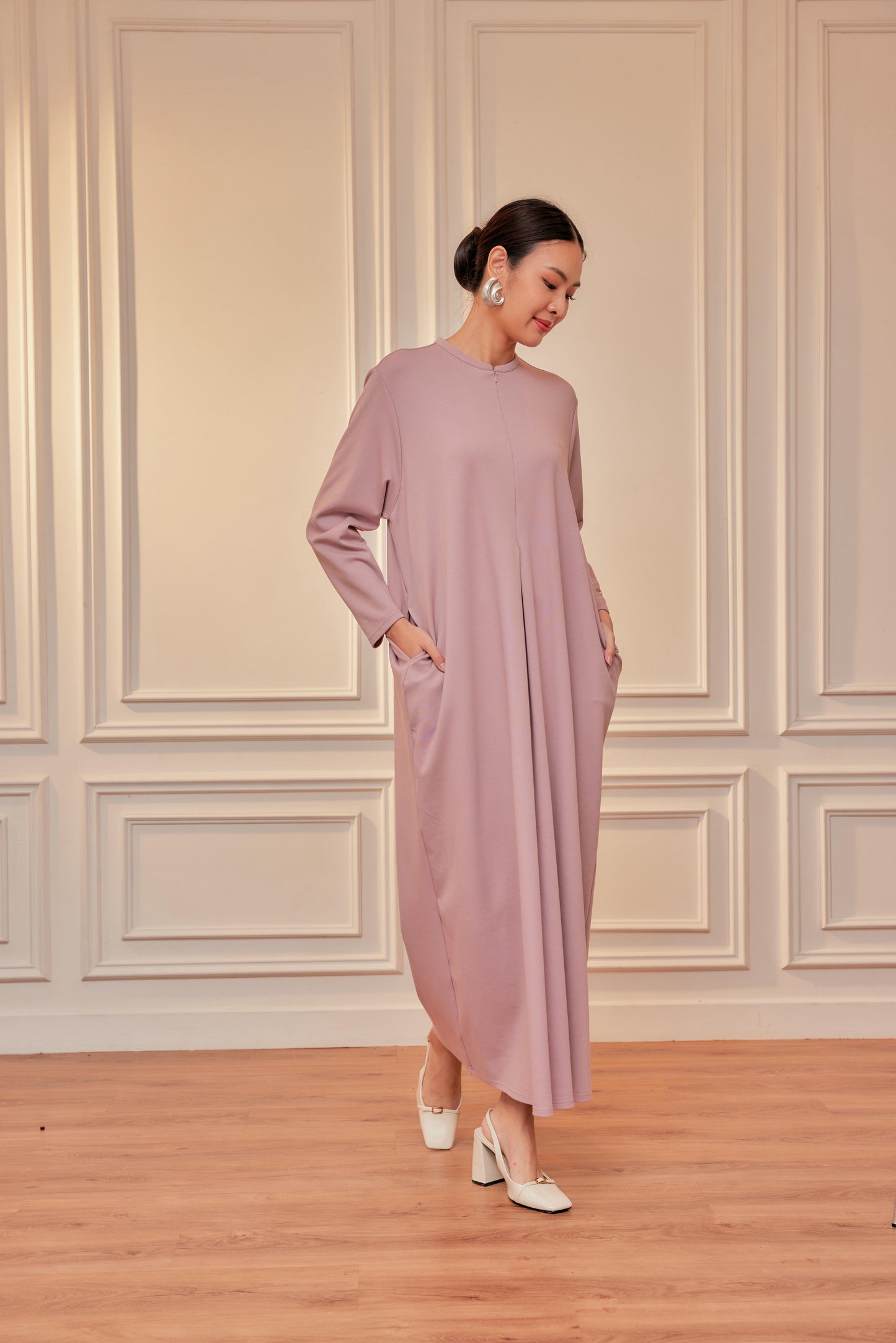 Smooth Stretch Cotton Dress Tee with Front Zip & Side Pockets