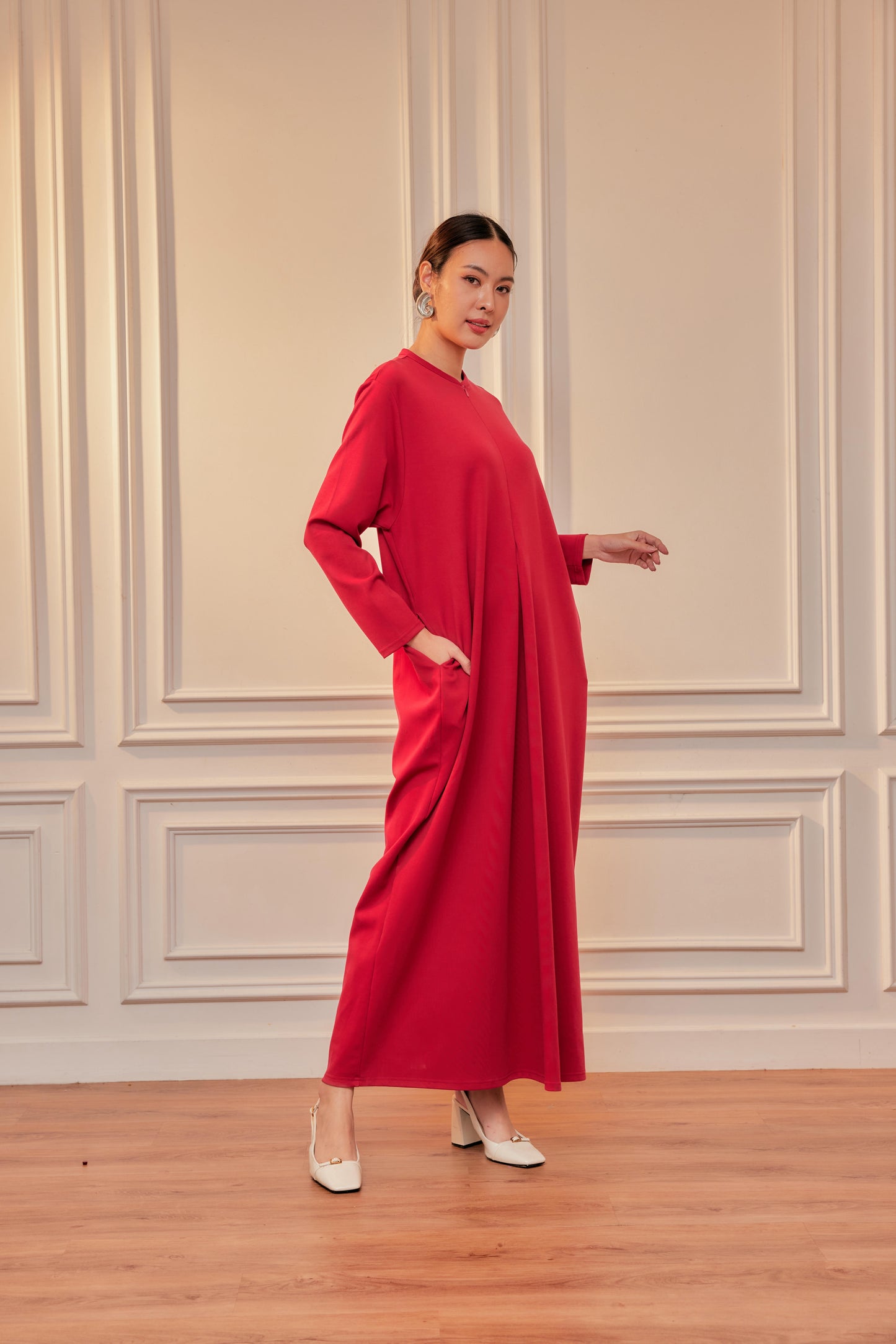 Smooth Stretch Cotton Dress Tee with Front Zip & Side Pockets