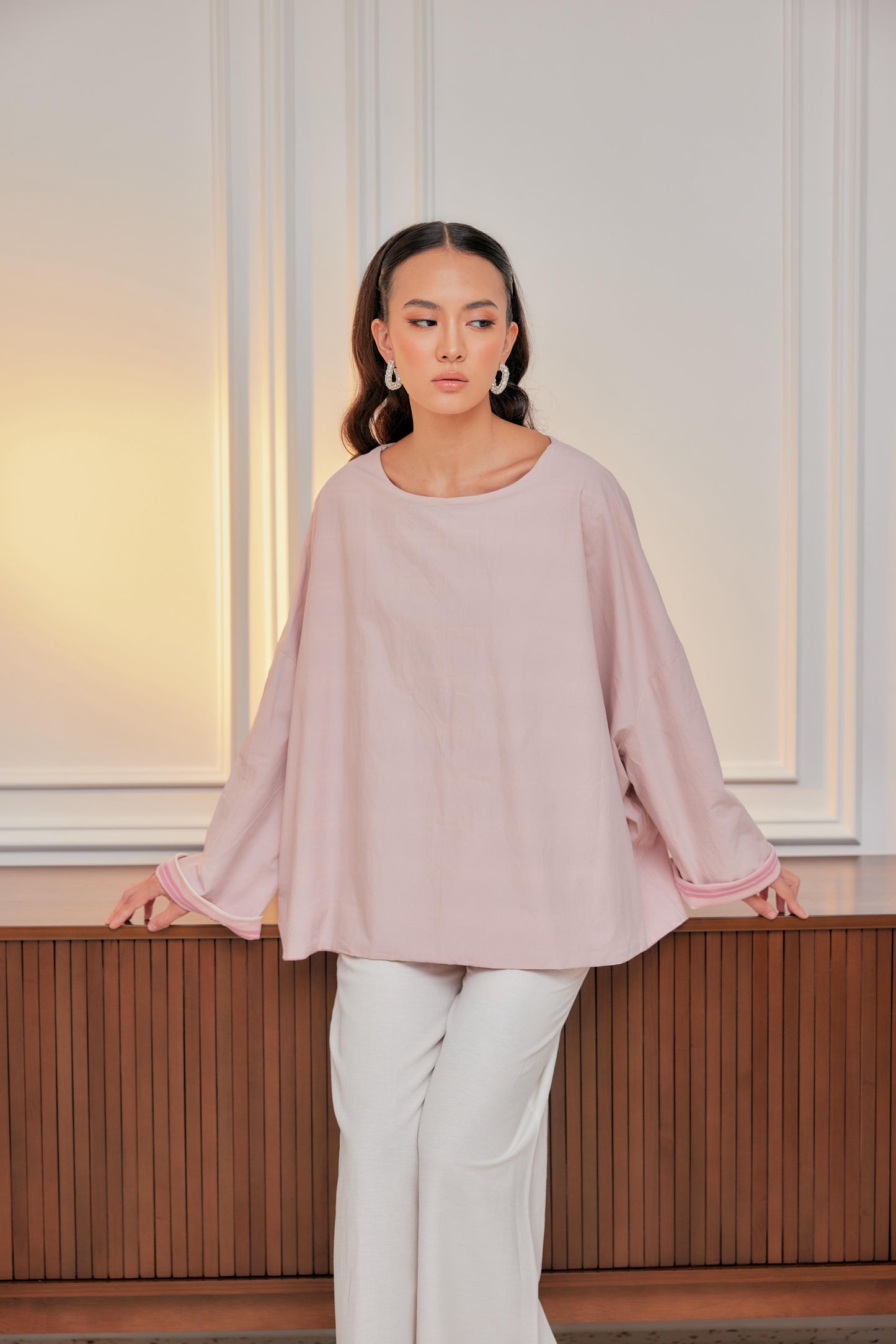 Striped Embroidered Cotton Relaxed Reversible Tee