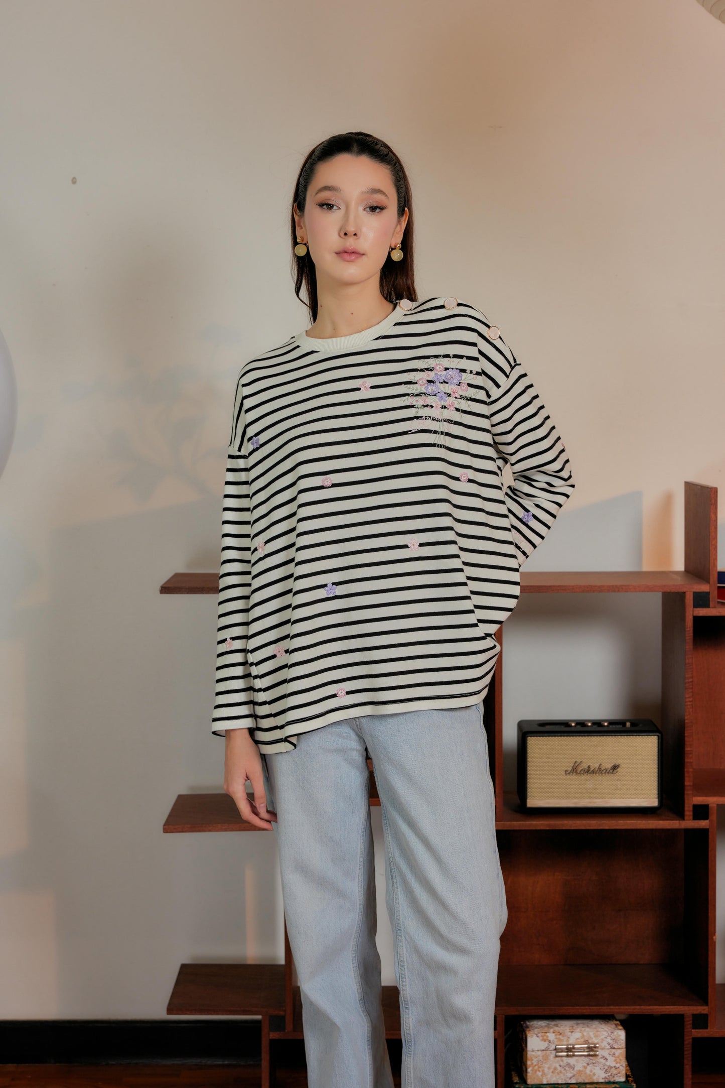 Marinière Striped Embroidered Cotton Tee