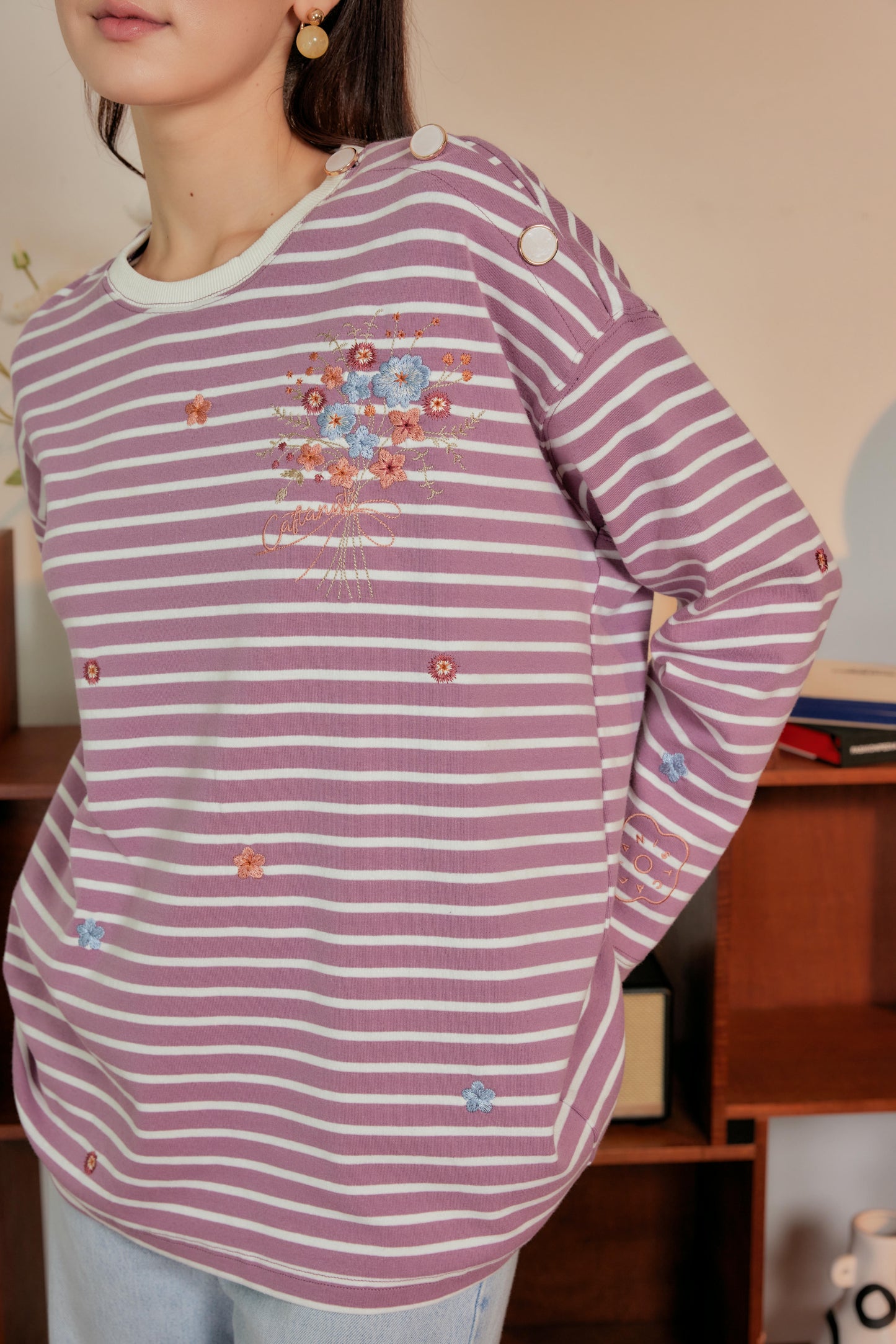 Marinière Striped Embroidered Cotton Tee