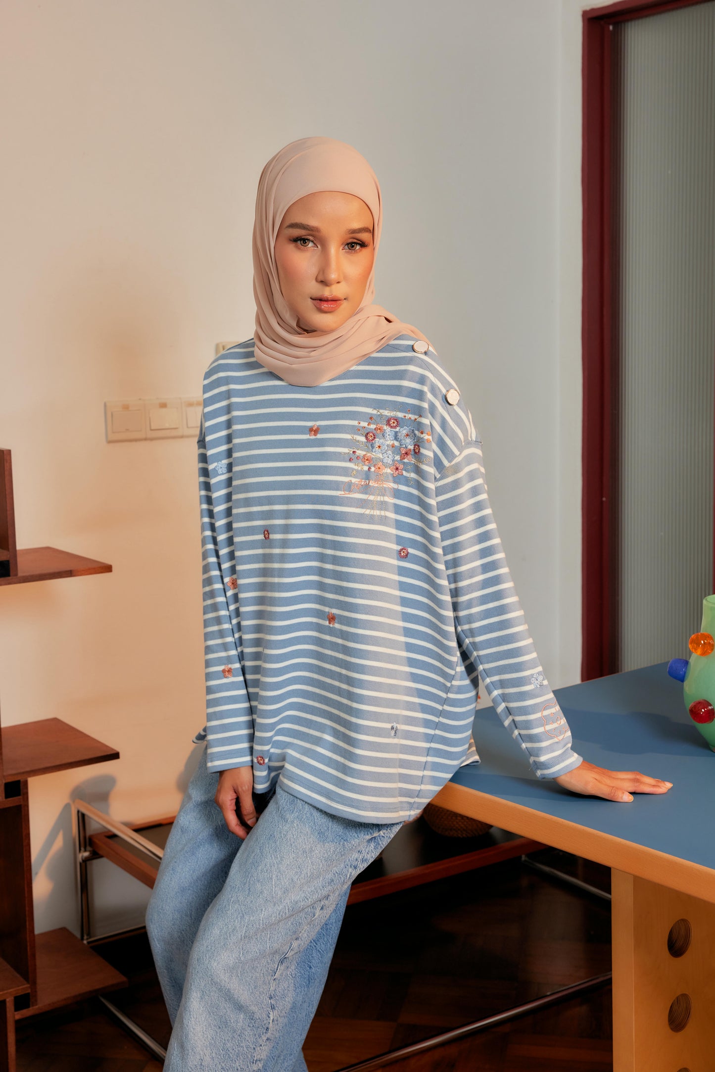 Marinière Striped Embroidered Cotton Tee