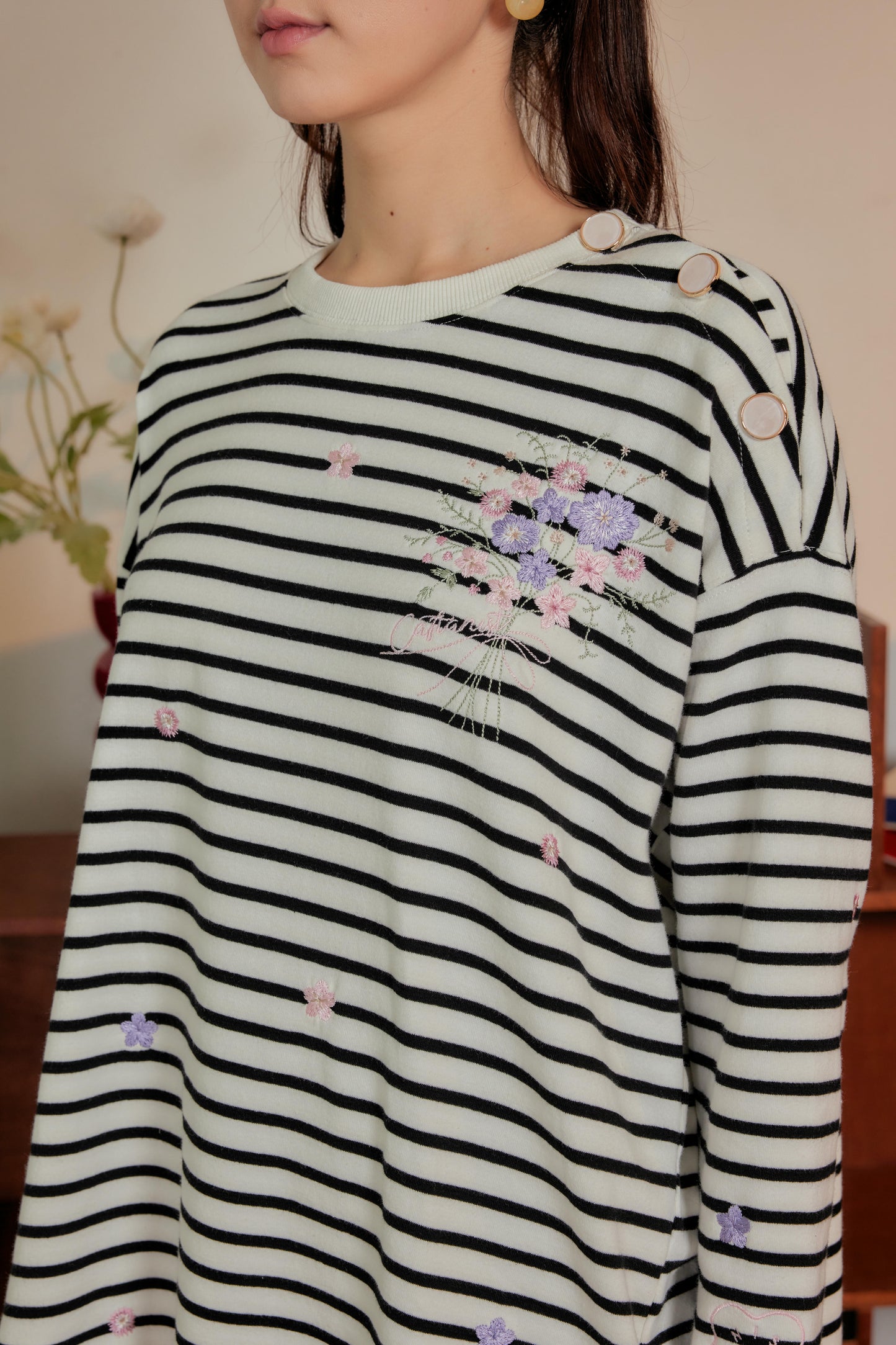 Marinière Striped Embroidered Cotton Tee