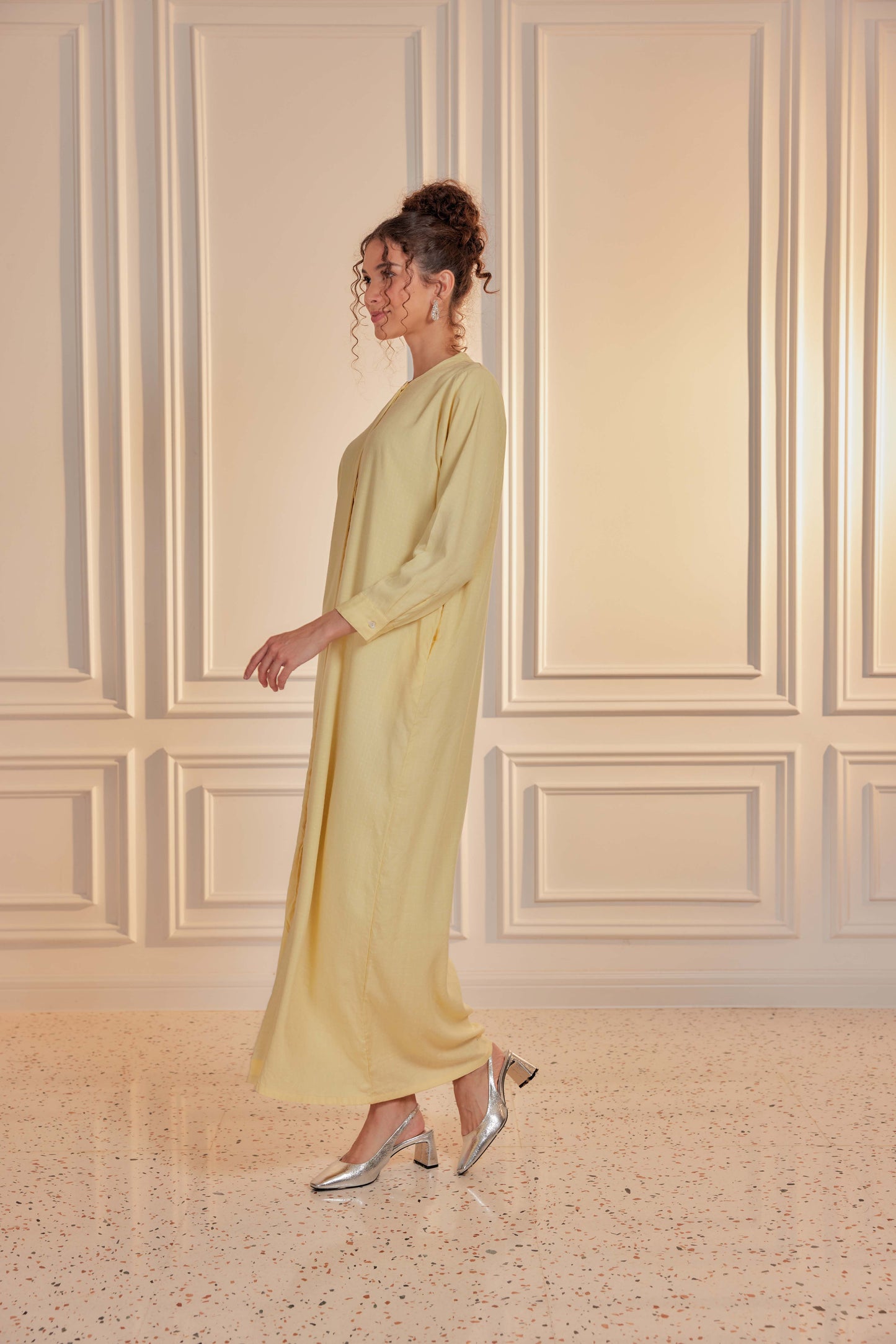 100% Cotton Grid Shirt Dress - Vanilla Custard