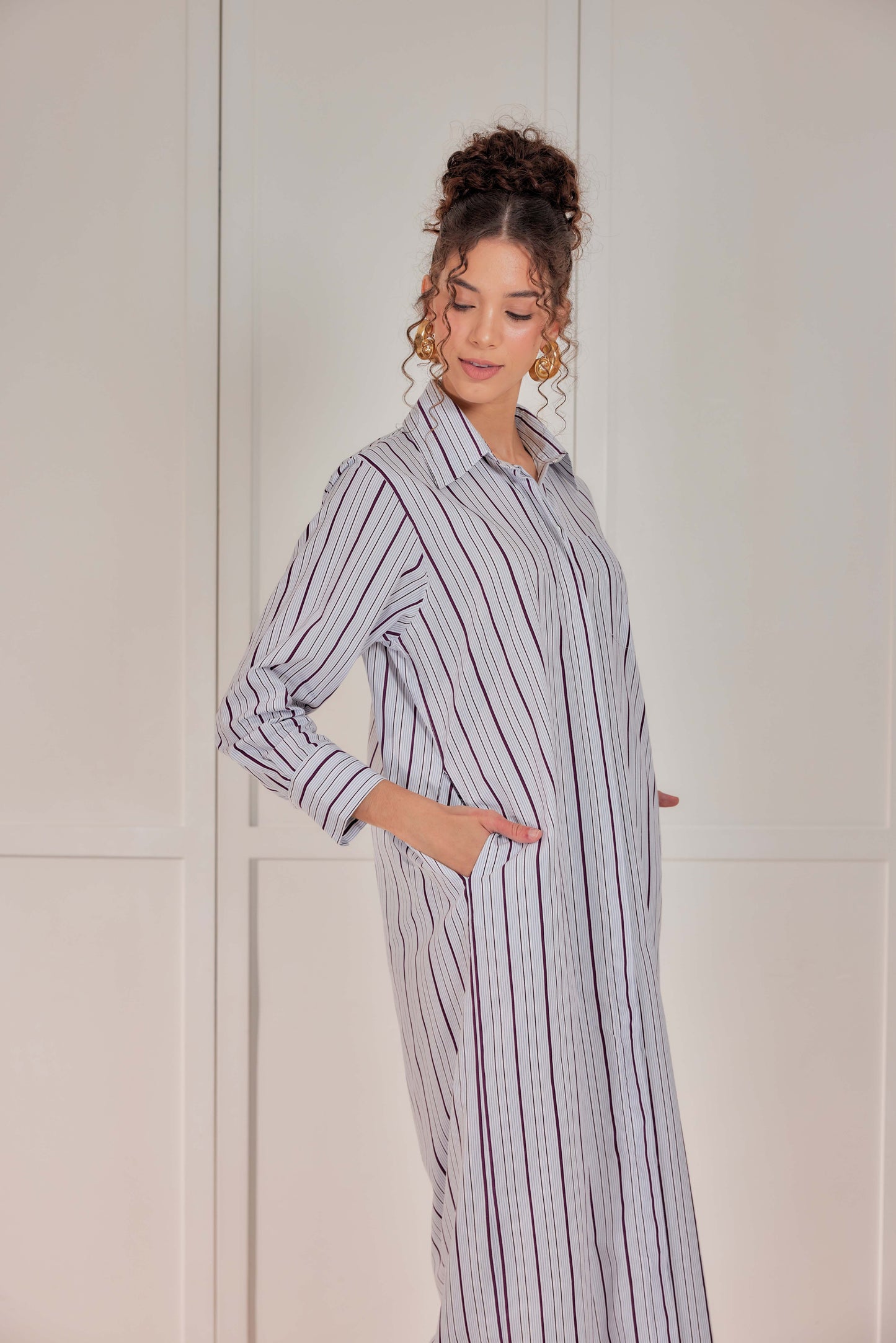 100% Cotton Striped Shirt Dress - Classic Layer Cake