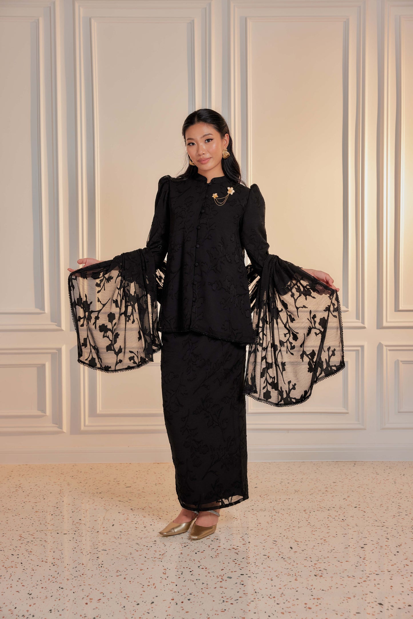 Indah Pelangi Kebarung in Hetam Manis – The Beaded Edition, Fully Lined
