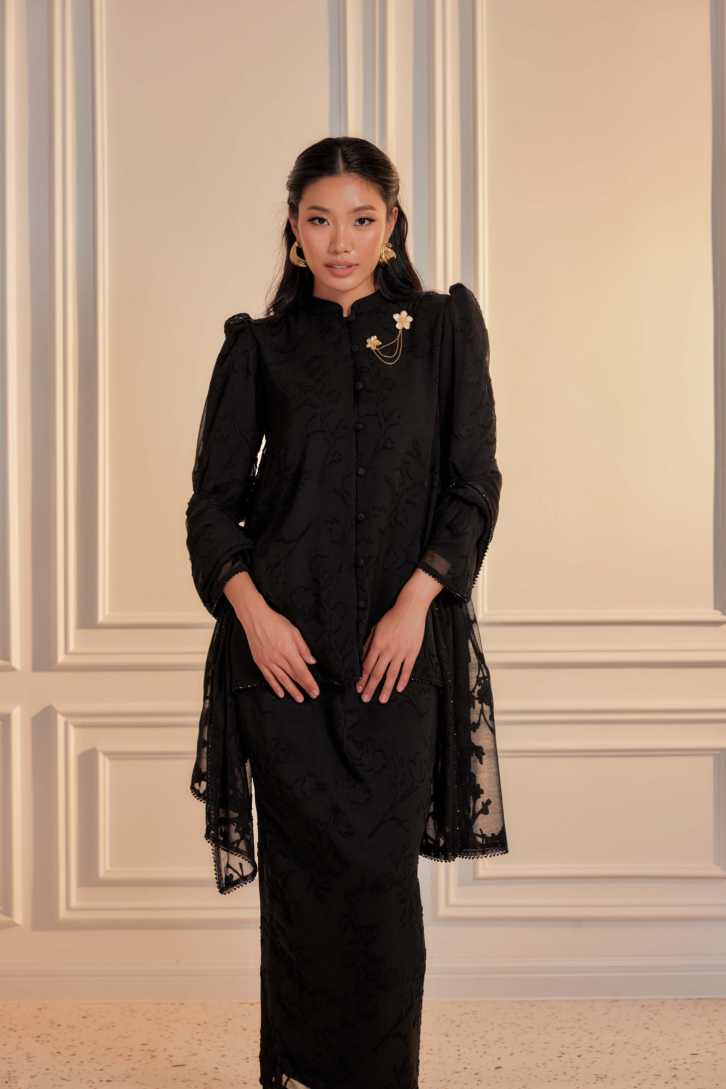 Indah Pelangi Kebarung in Hetam Manis – The Beaded Edition, Fully Lined