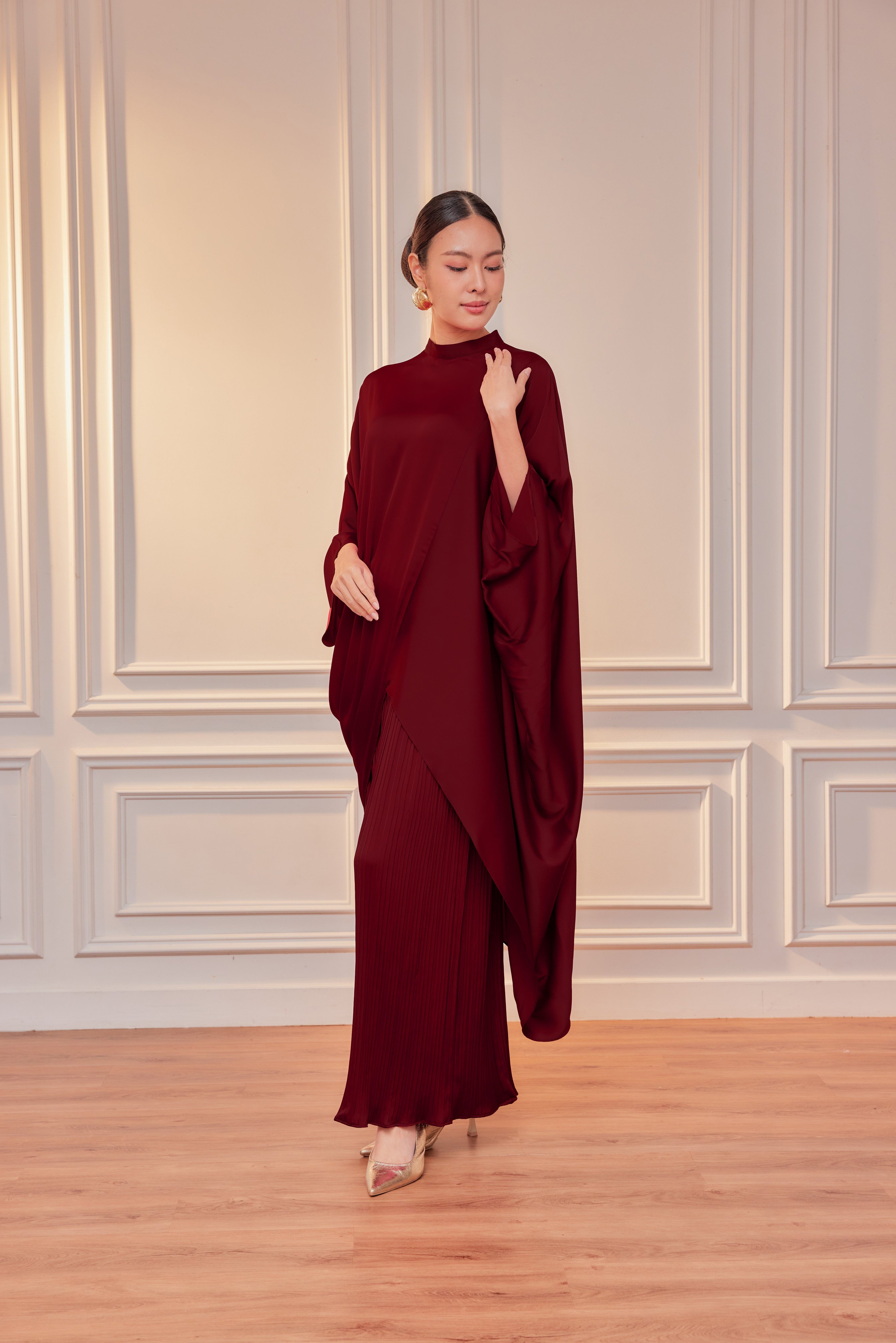 Chanela Full Sleeve Kurung with Pleated Skirt Set