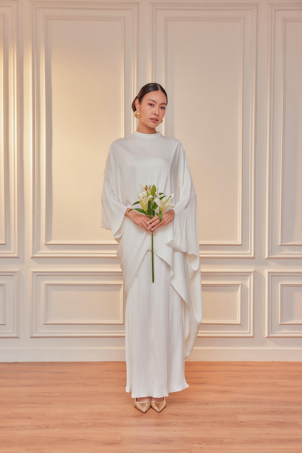 Chanela Full Sleeve Kurung with Pleated Skirt Set