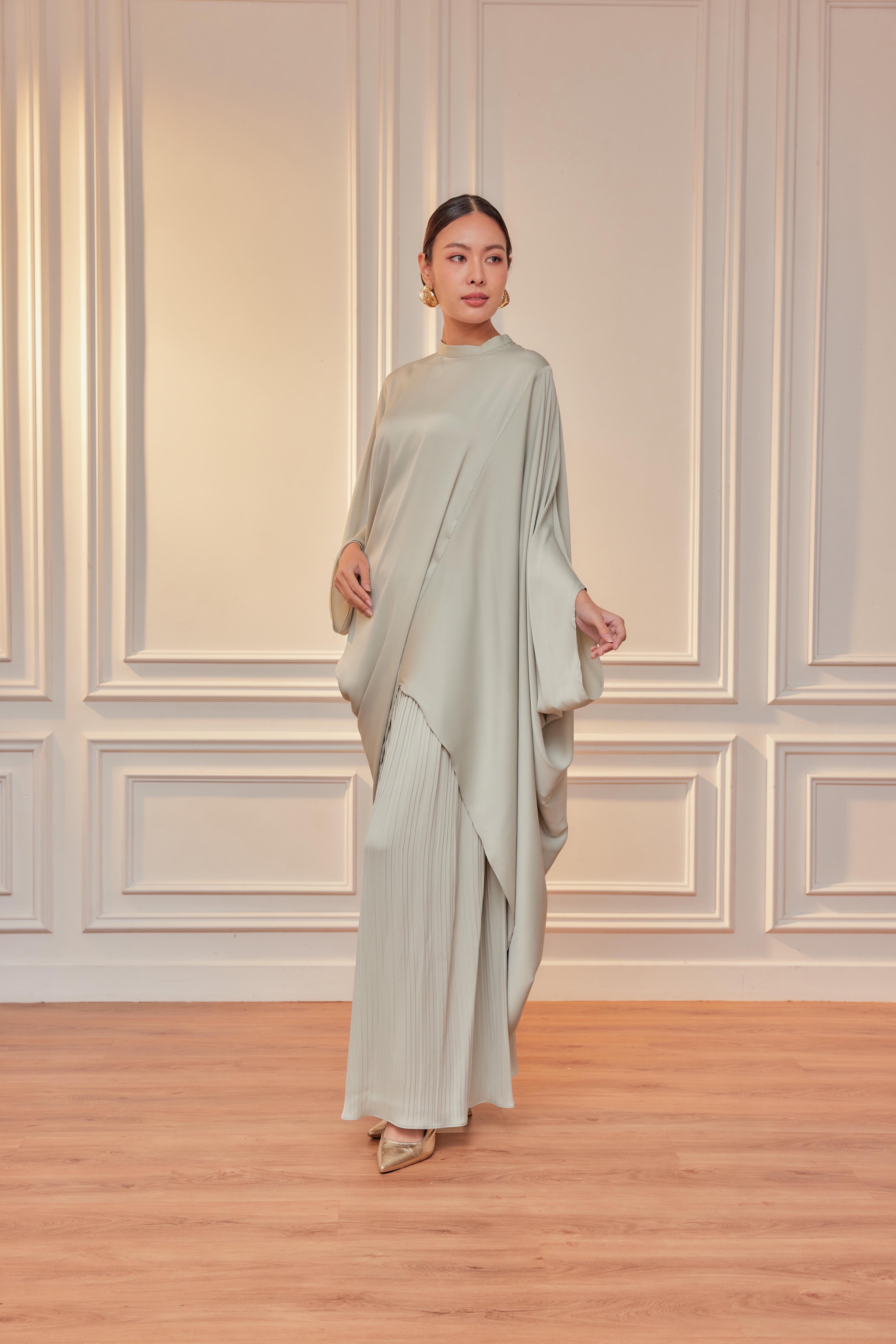 Chanela Full Sleeve Kurung with Pleated Skirt Set