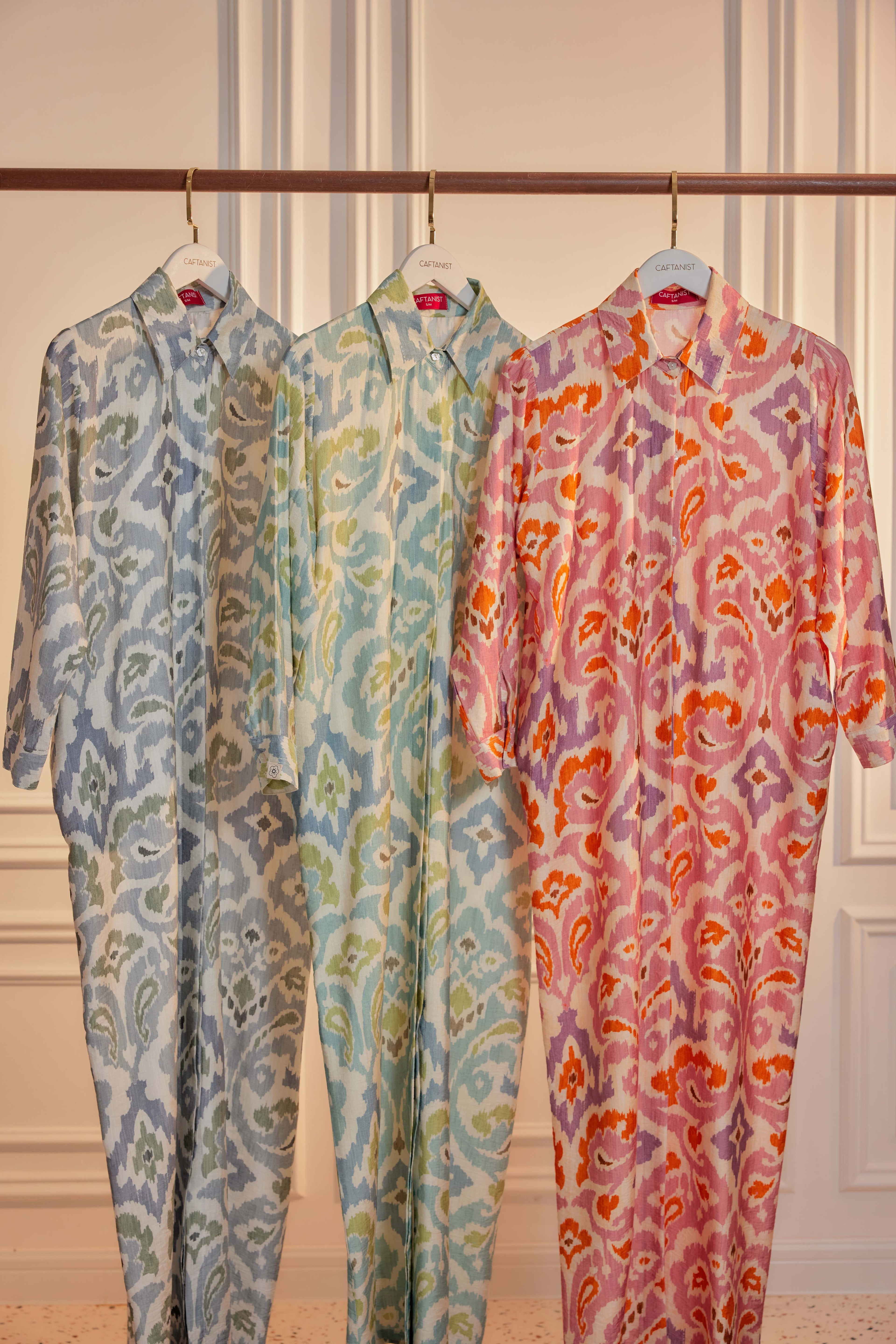 Cotton-Linen Printed Dress - Cinnamon Blaze