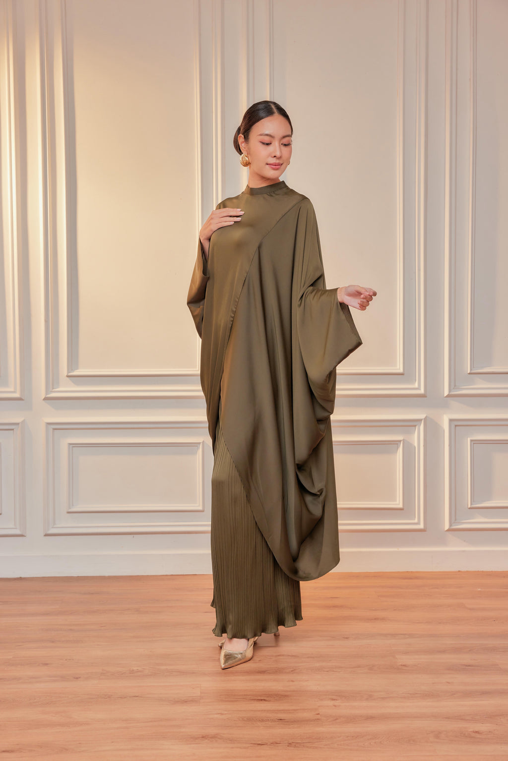 Chanela Full Sleeve Kurung with Pleated Skirt Set