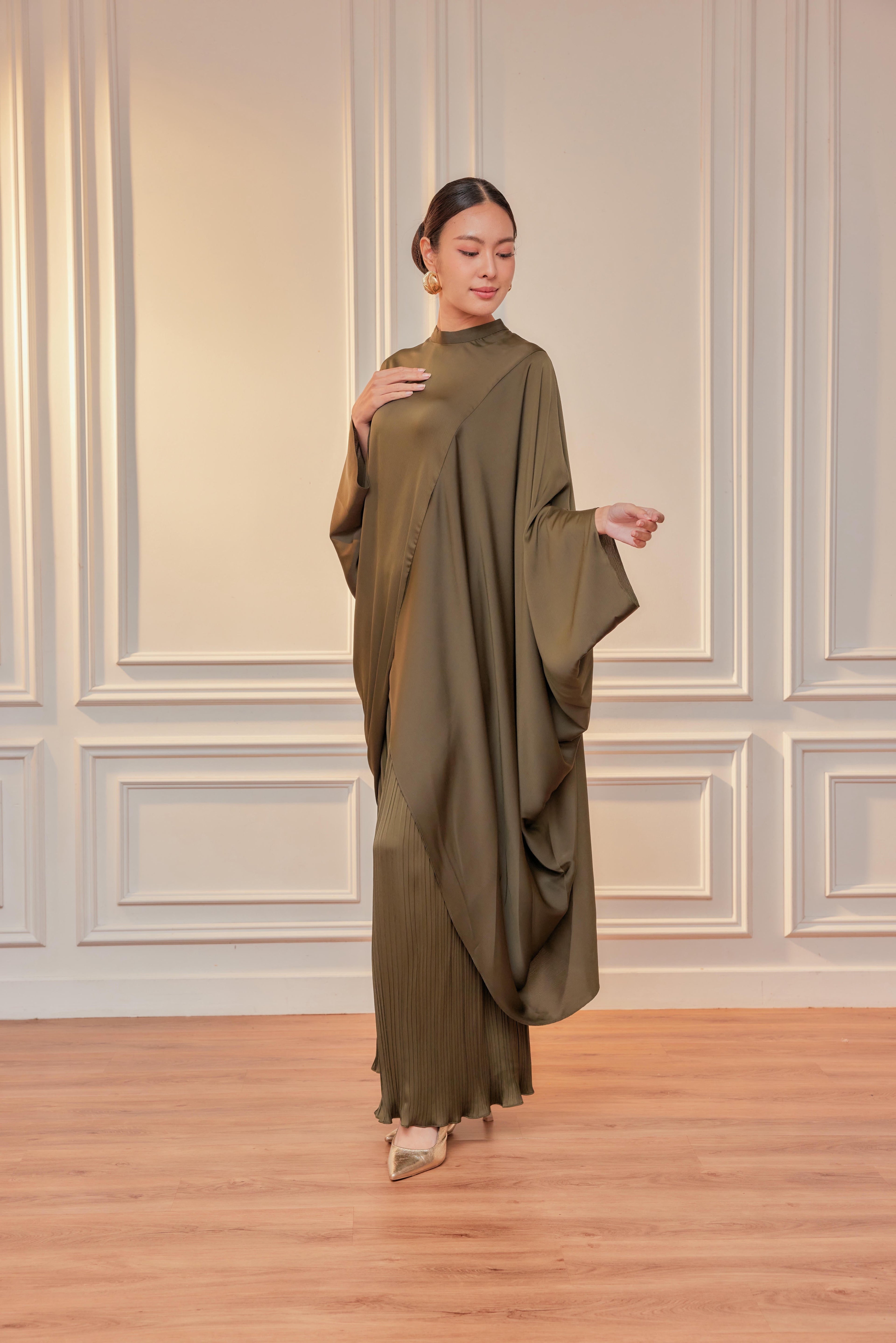 Chanela Full Sleeve Kurung with Pleated Skirt Set