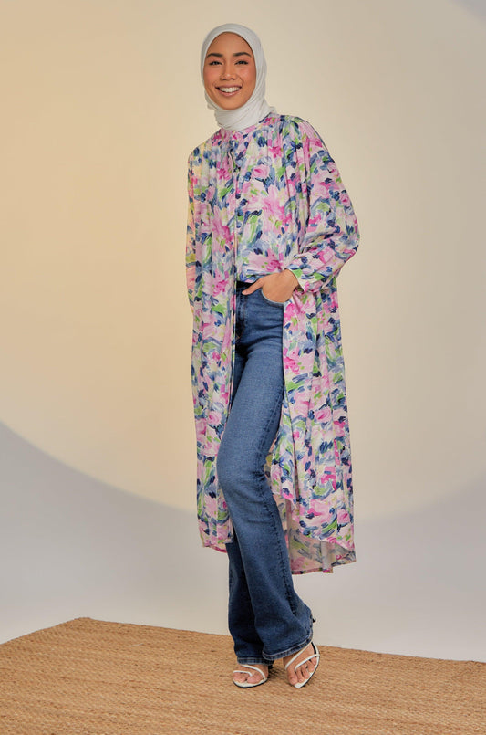 Ayana Rayon Long Blouse in Dreamy Ivy II Caftanist