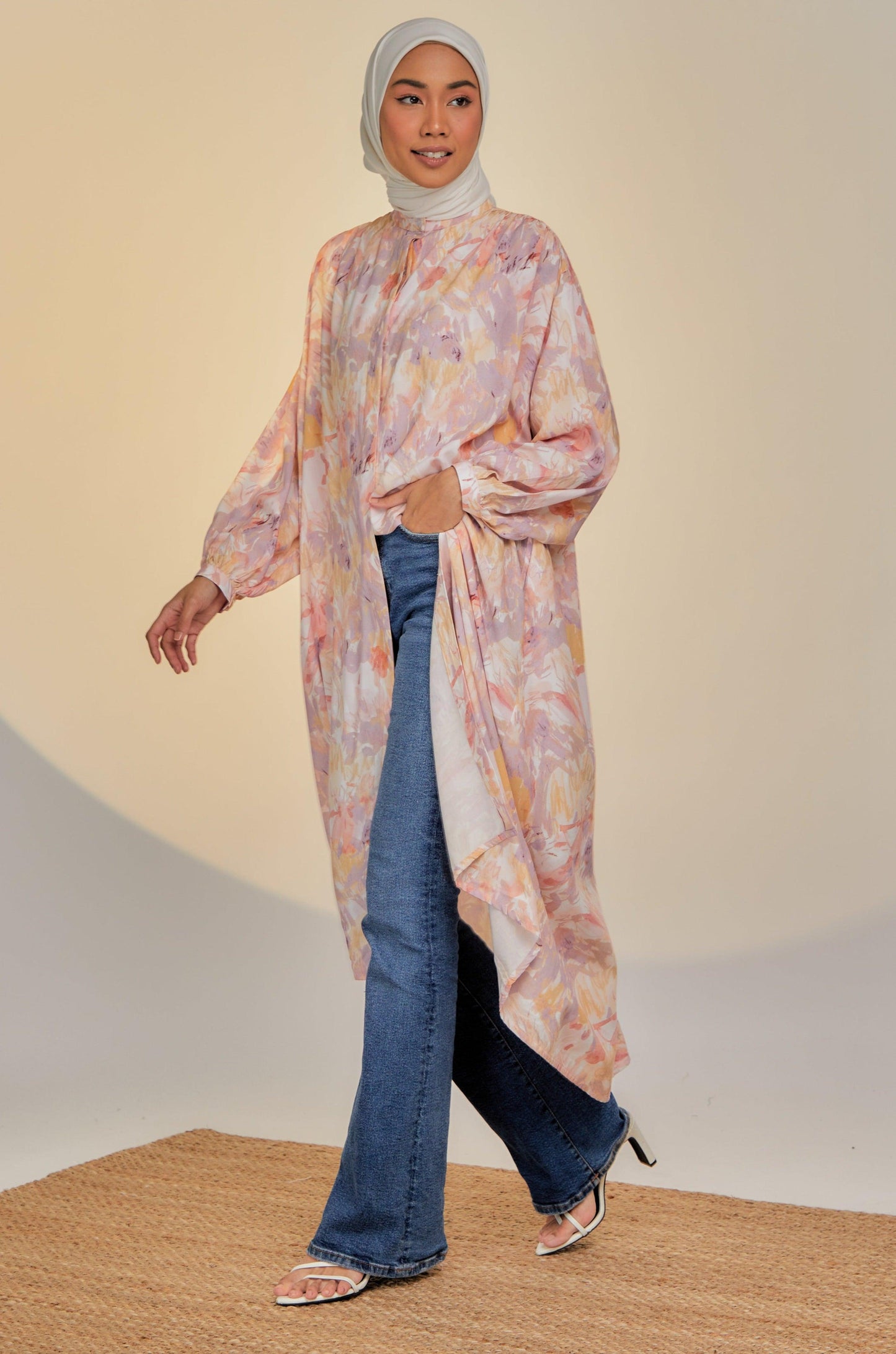 Ayana Rayon Long Blouse in Lily Valley II Caftanist