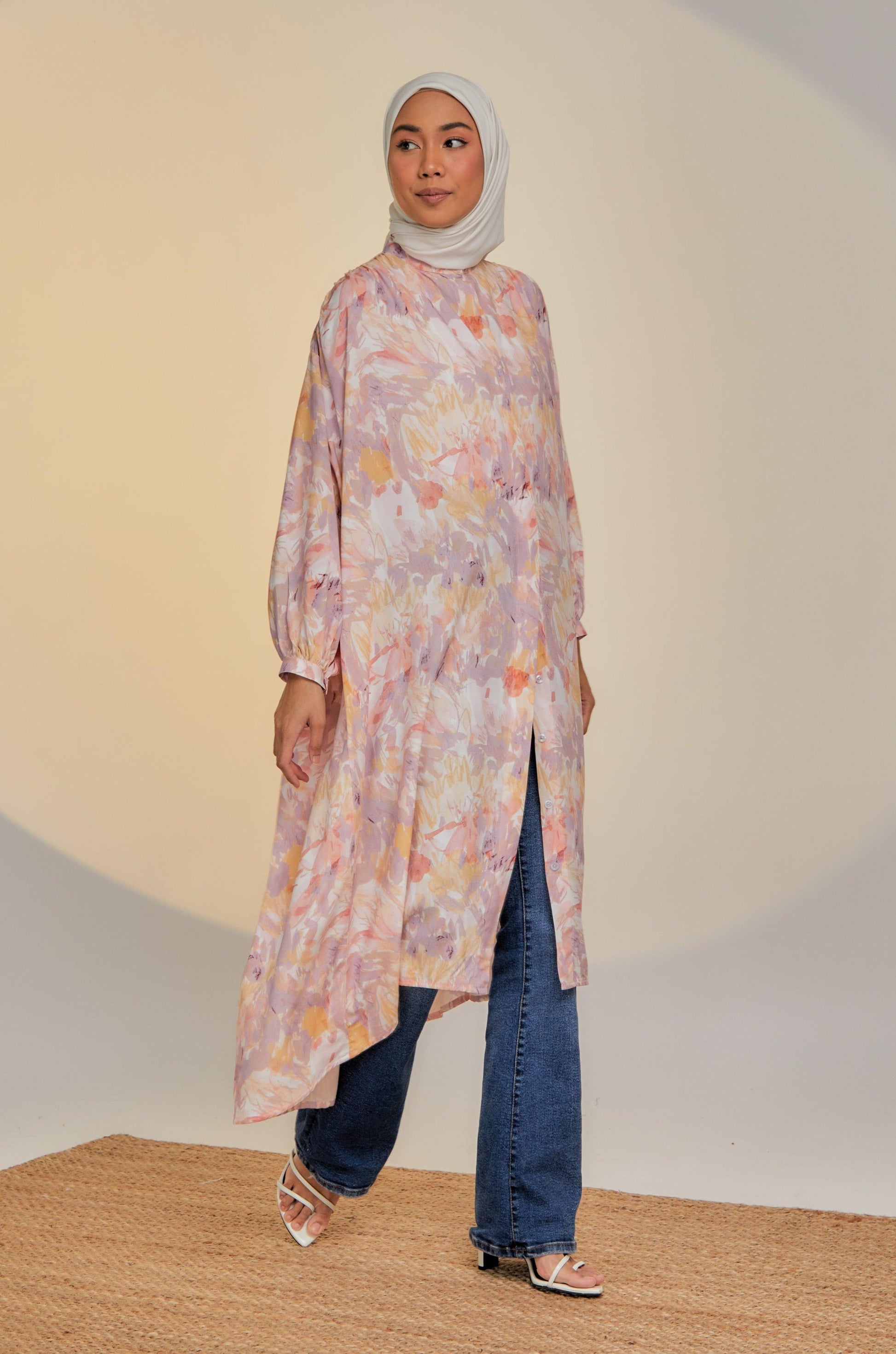 Ayana Rayon Long Blouse in Lily Valley II Caftanist