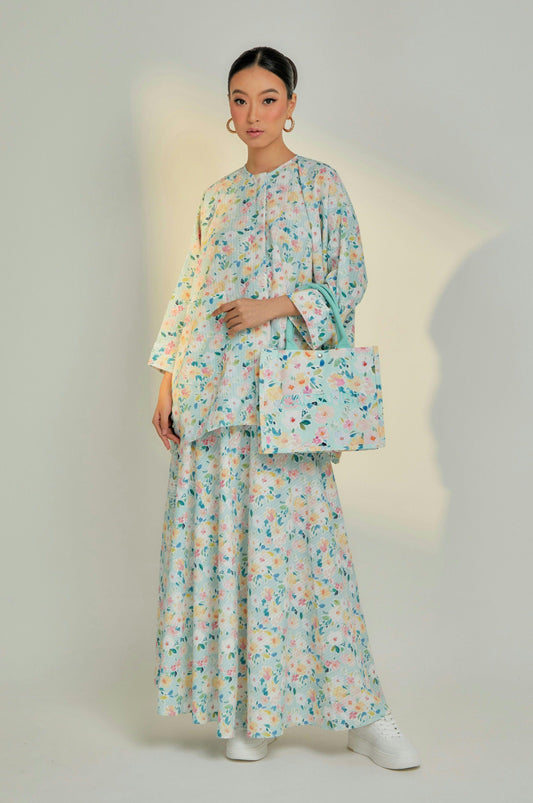 Aerin Ironless Two-Piece in Blooming Tiffany - Caftanist