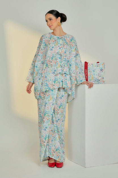 Nara Bow Cotton Two-Piece in Summer Bloom - Caftanist