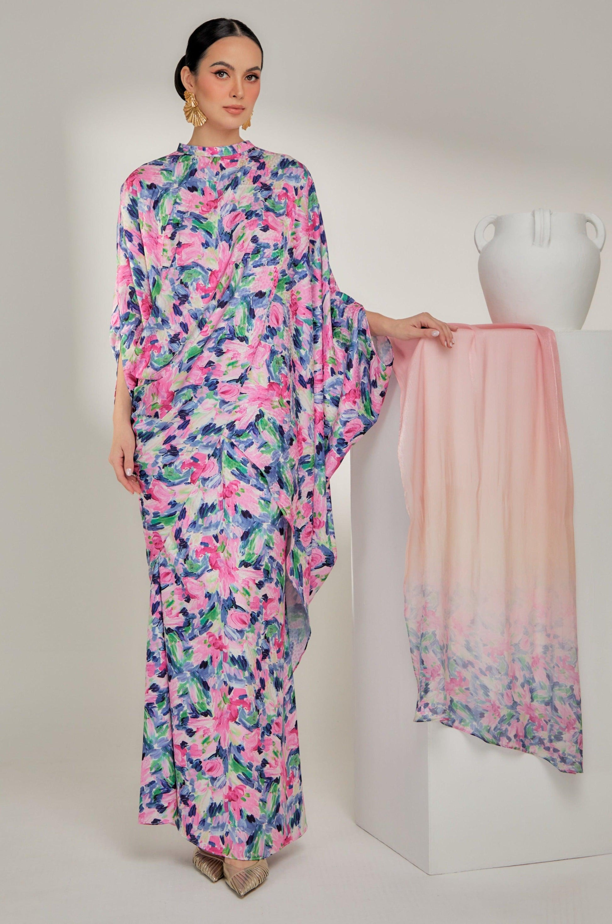 Dreamy Ivy Chanela Kurung Set With Scarf - Caftanist
