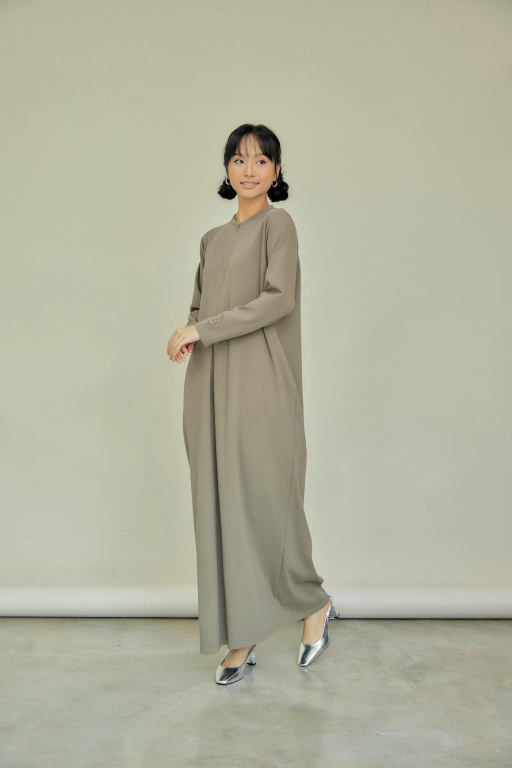 Smooth Stretch Cotton Dress Tee with Front Zip & Side Pockets