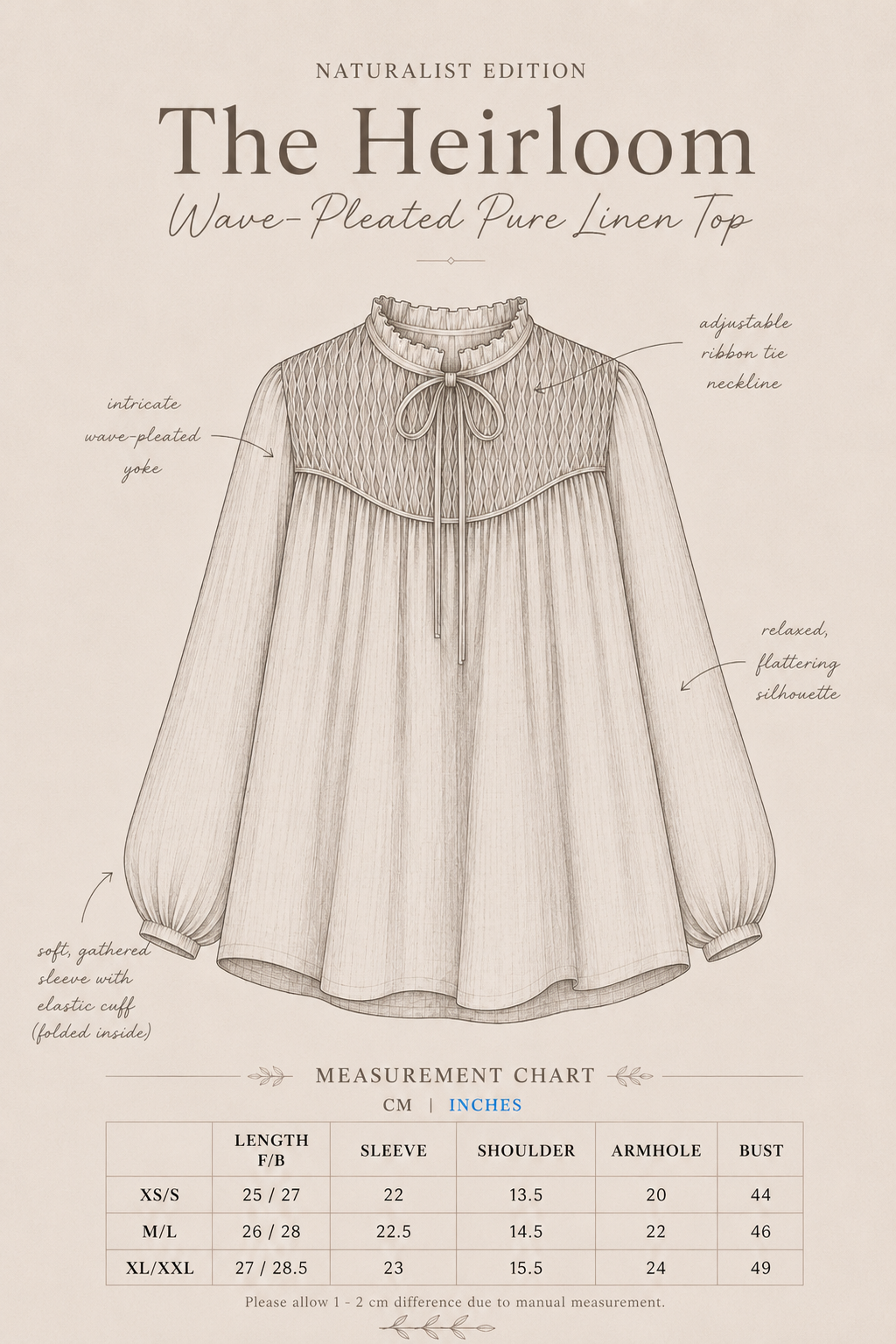 08 - The Heirloom Wave-Pleated Pure Linen Blouse in Chocolate Chip
