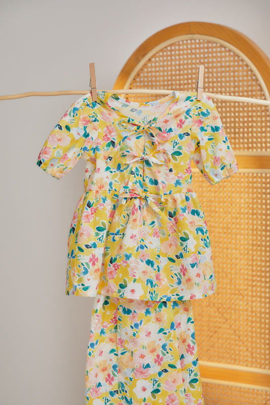 Kids - Bow Cotton Set in Blooming Citrus