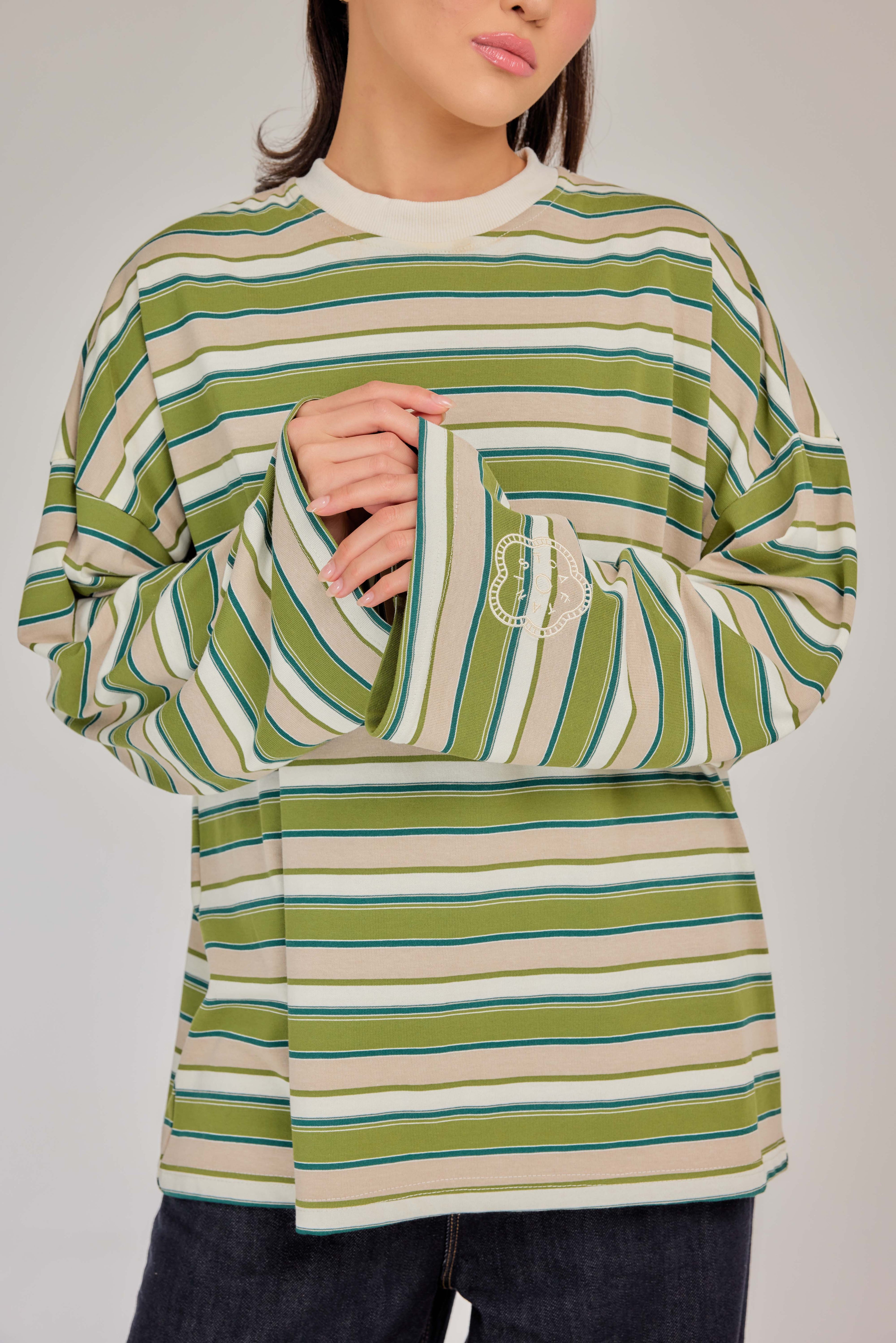 THE CAF-TEE IN PISTACHIO LATTE STRIPE