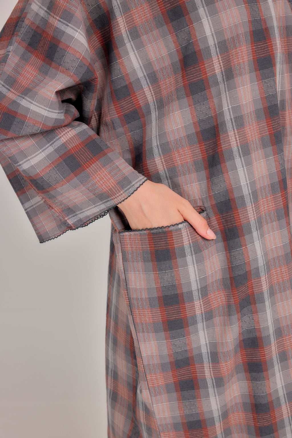 03 - Mauve Ash - Relaxed Plaid Cotton Two-Piece Set