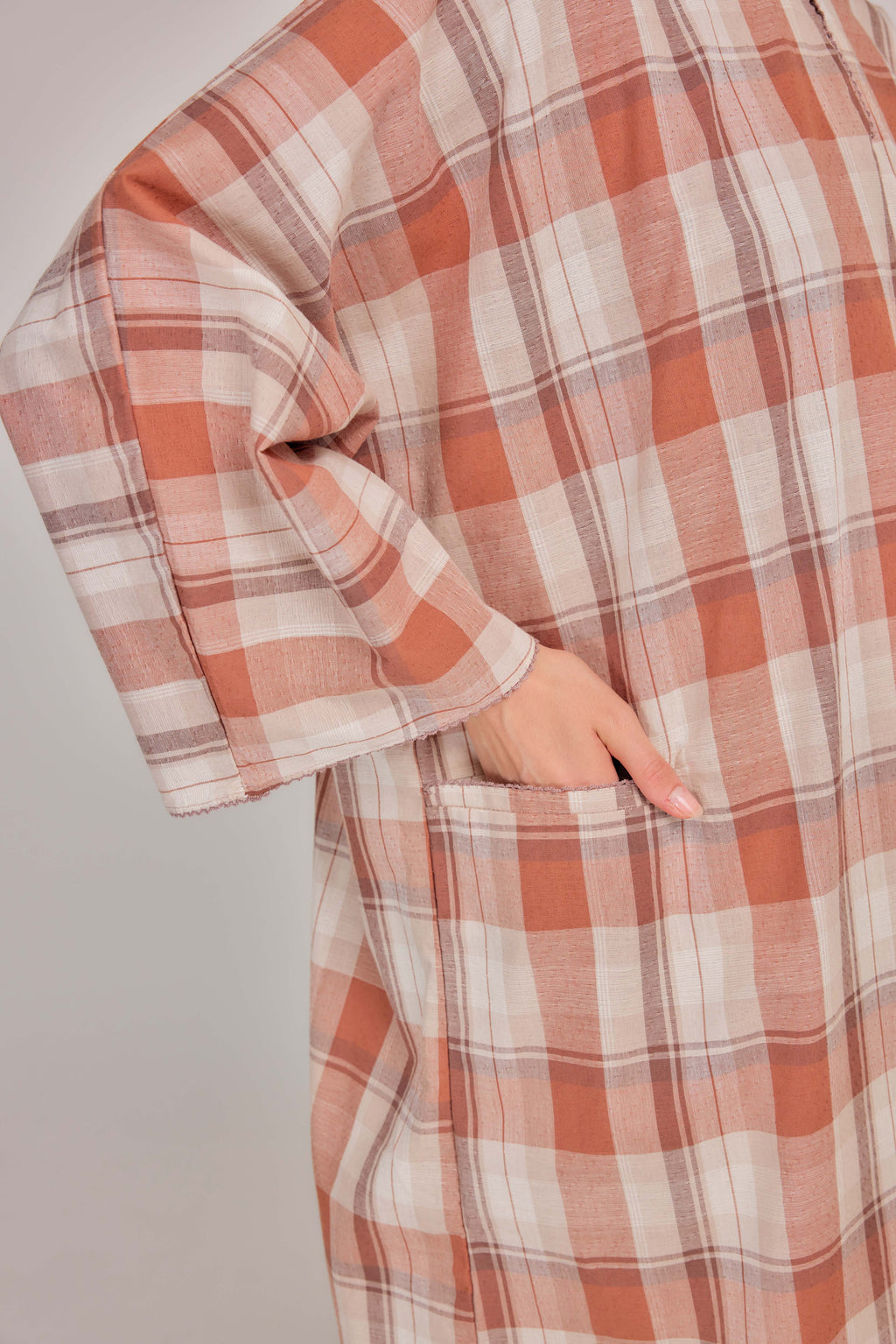 06 - Clay Blush -  Relaxed Plaid Cotton Two-Piece Set
