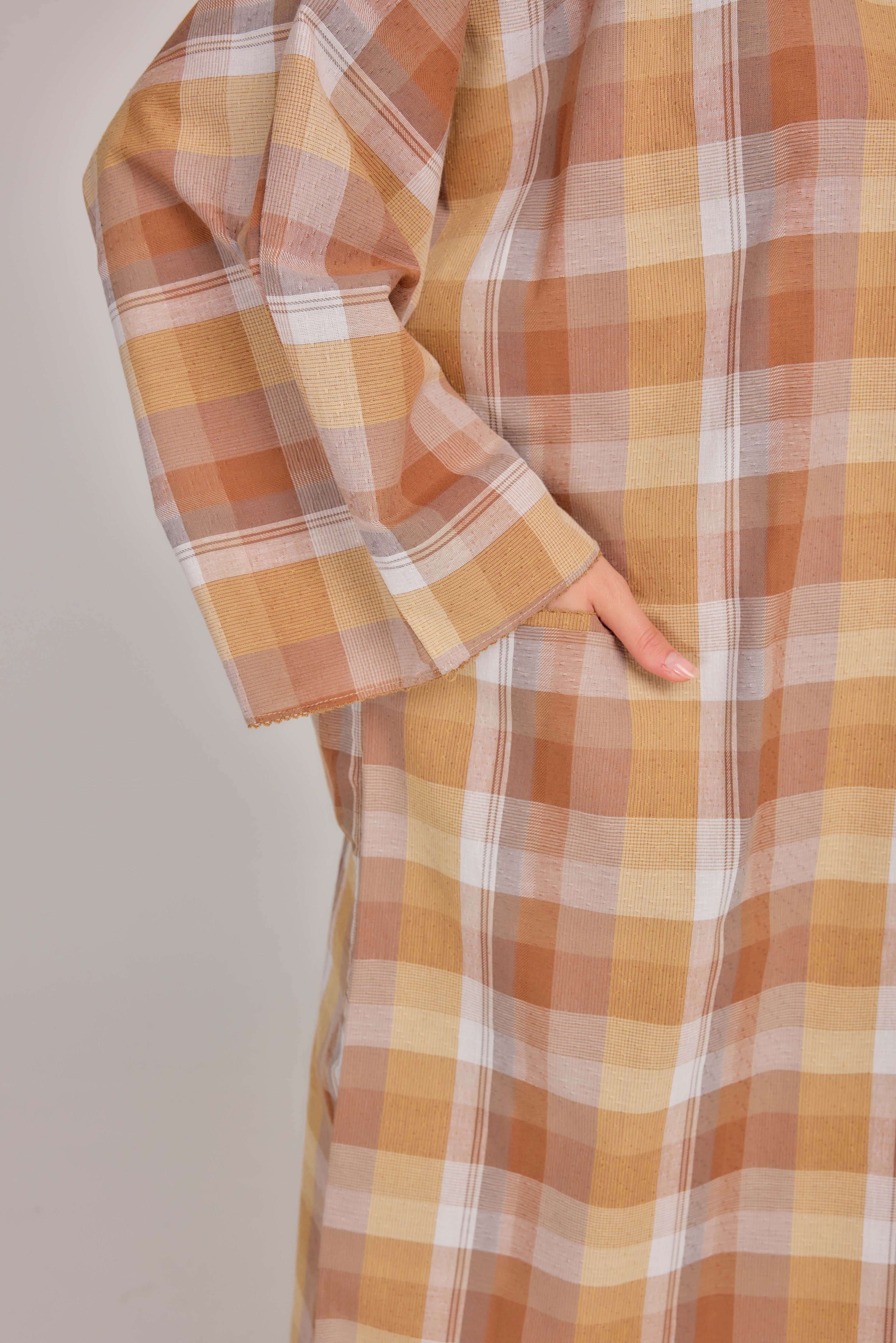 05 - Butterscotch - Relaxed Plaid Cotton Two-Piece Set