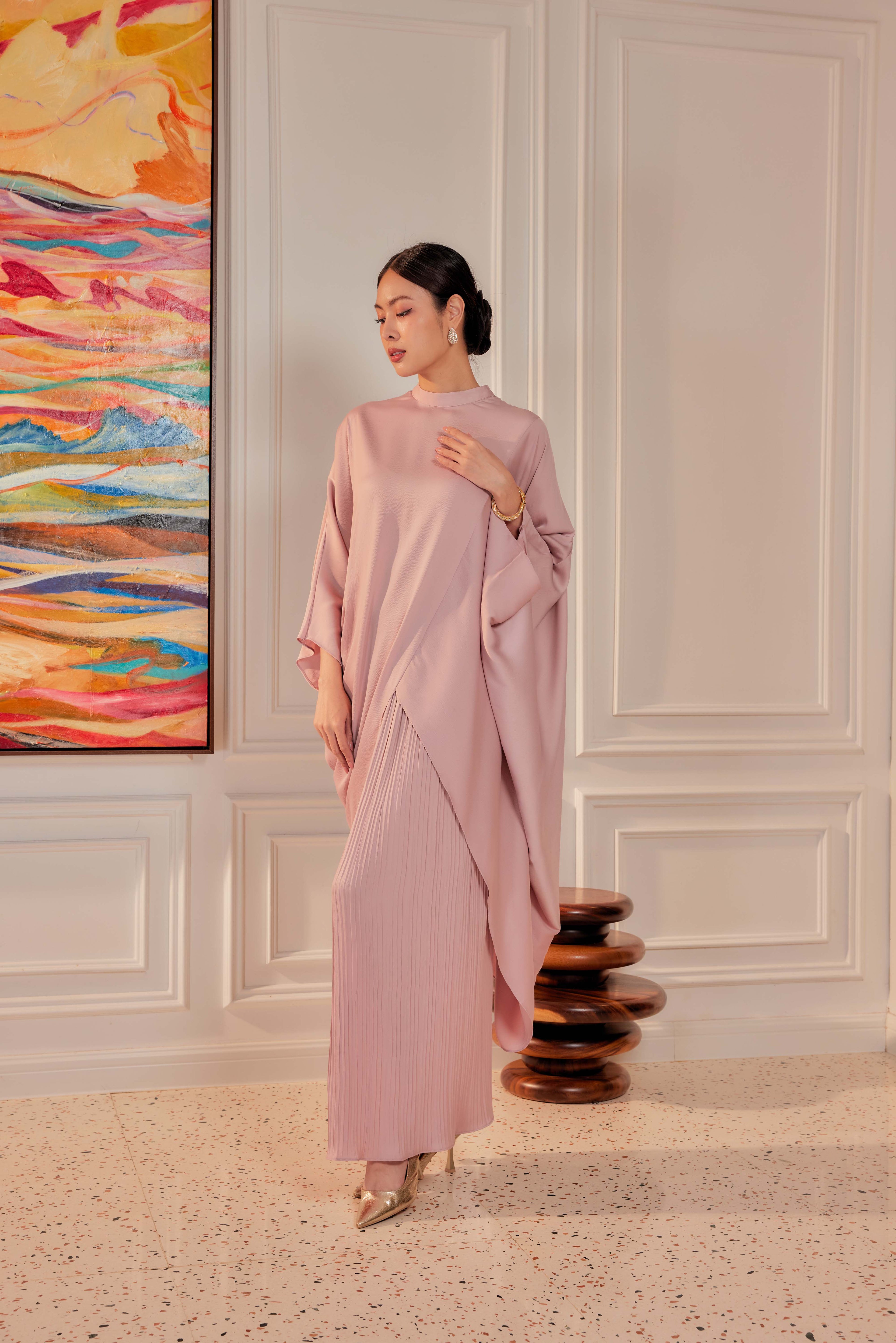 Chanela Full Sleeve Kurung with Pleated Skirt Set