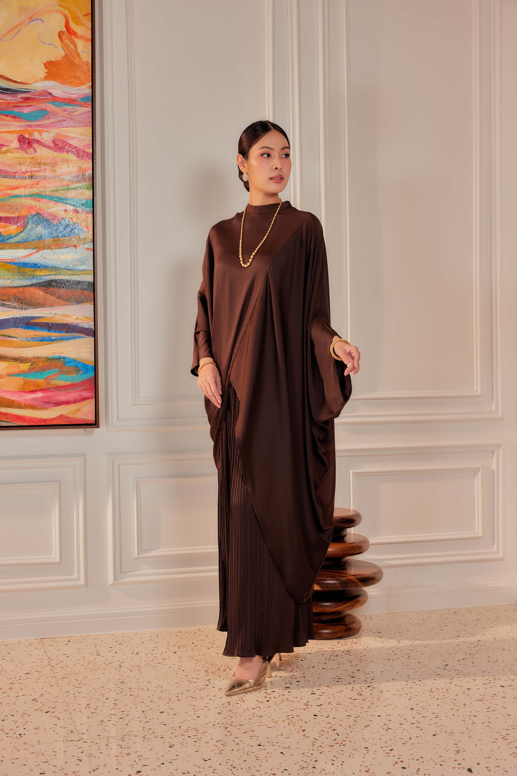 Chanela Full Sleeve Kurung with Pleated Skirt Set