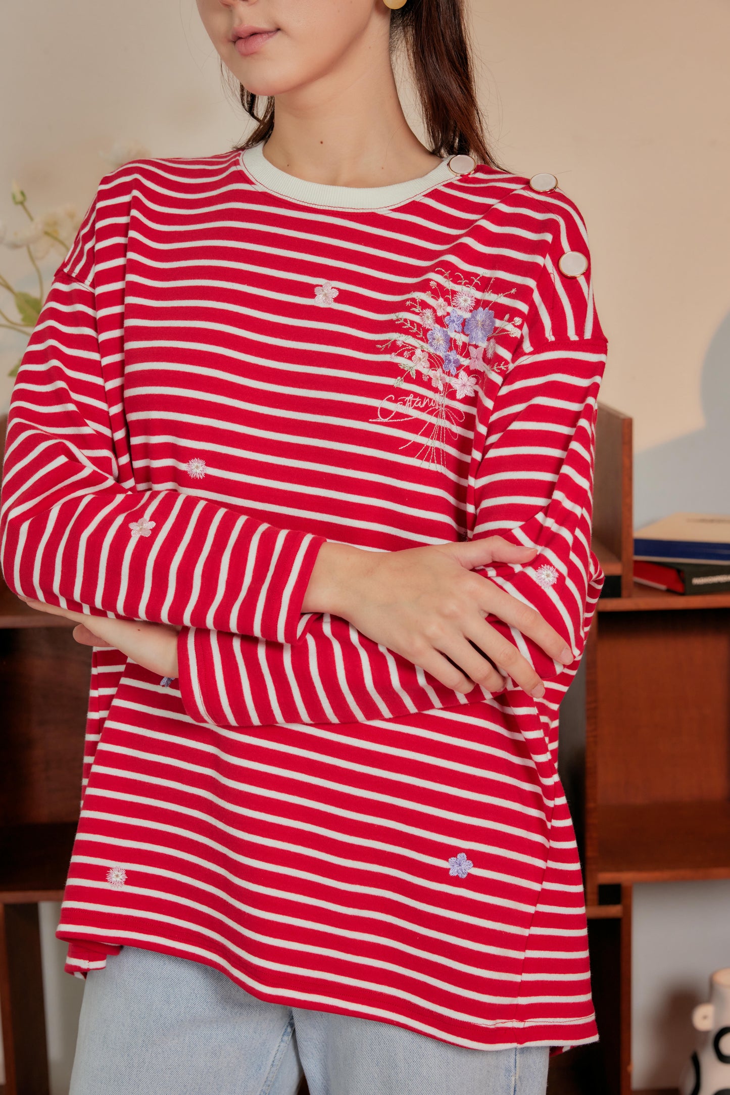 Marinière Striped Embroidered Cotton Tee - mon chéri