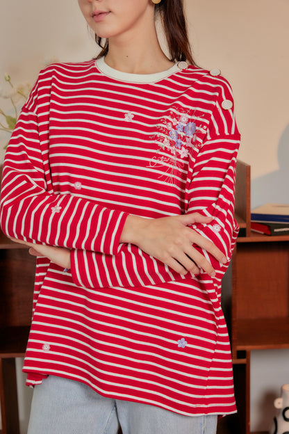 Marinière Striped Embroidered Cotton Tee - mon chéri