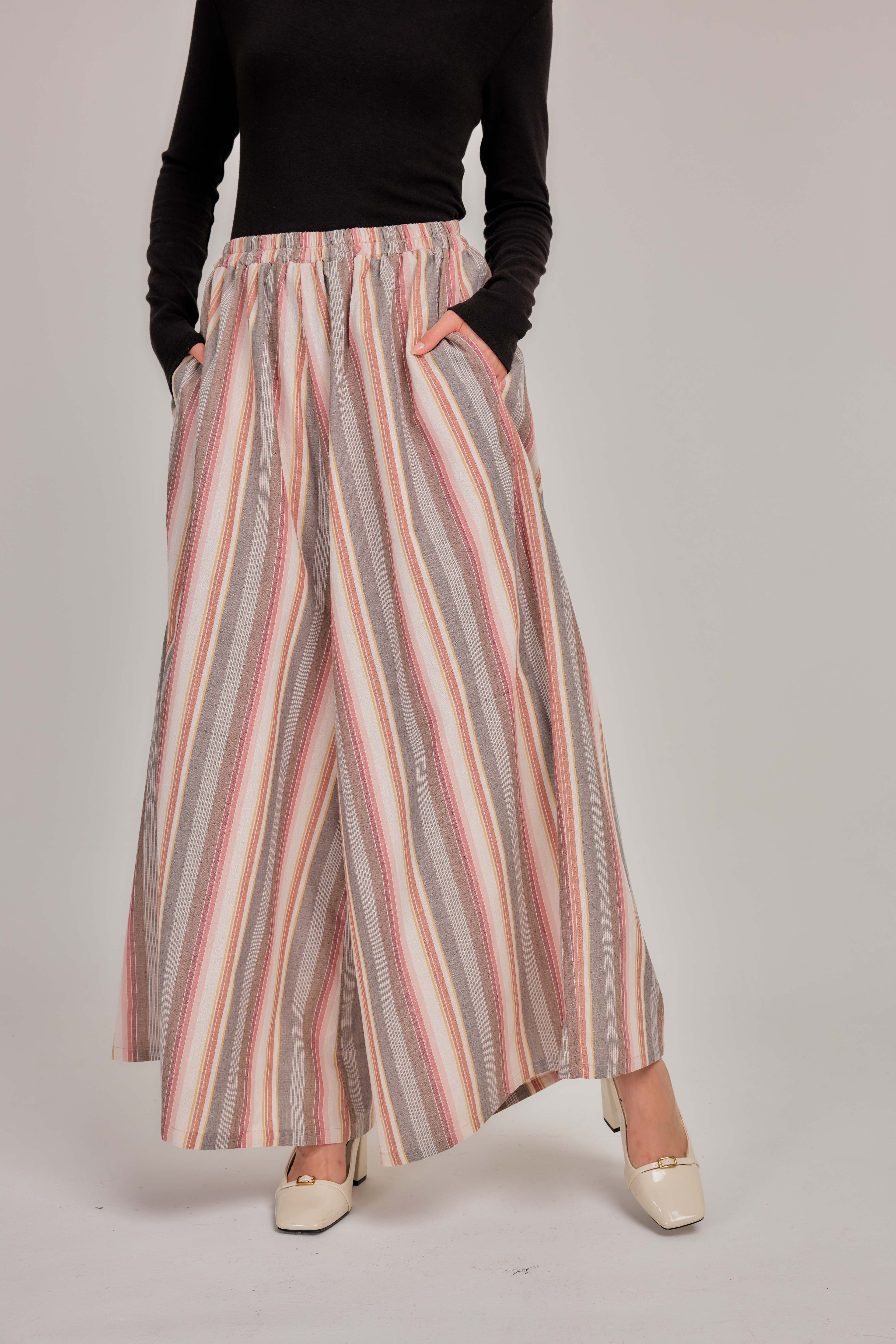 08 - Vintage Stripe -  Wide High Waist Pants