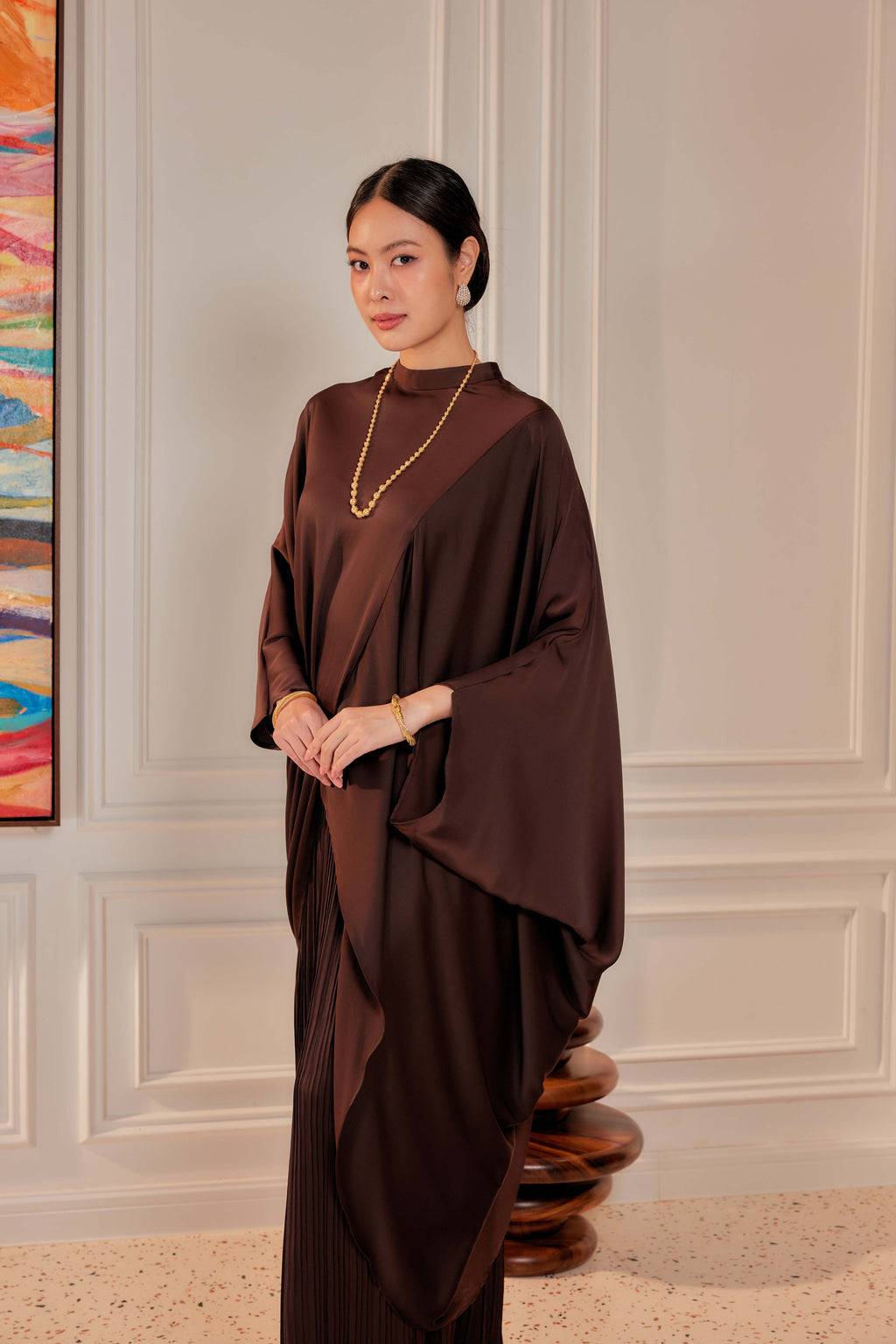 Chanela Full Sleeve Kurung with Pleated Skirt Set