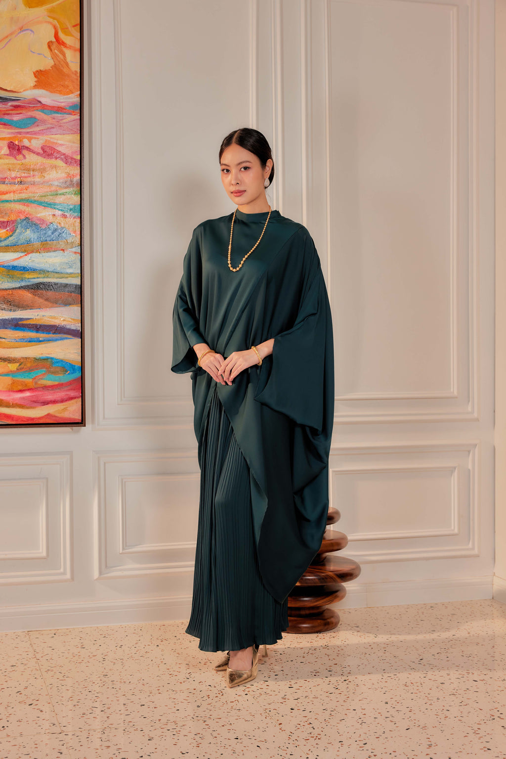 Chanela Full Sleeve Kurung with Pleated Skirt Set