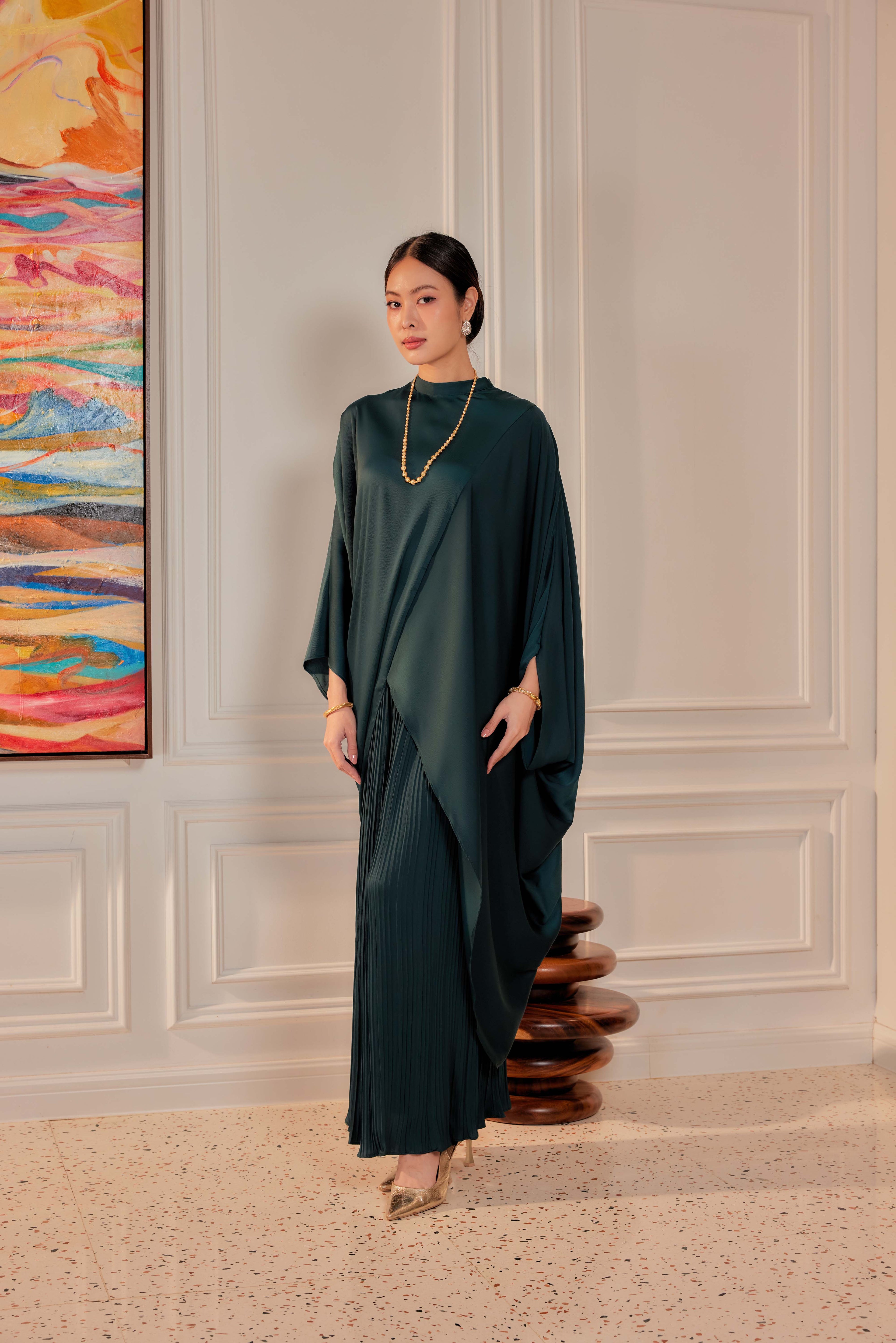 Chanela Full Sleeve Kurung with Pleated Skirt Set