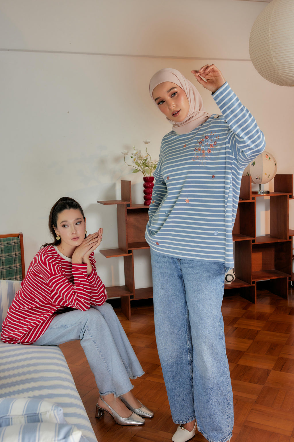 Marinière Striped Embroidered Cotton Tee - Creamsicle Blue