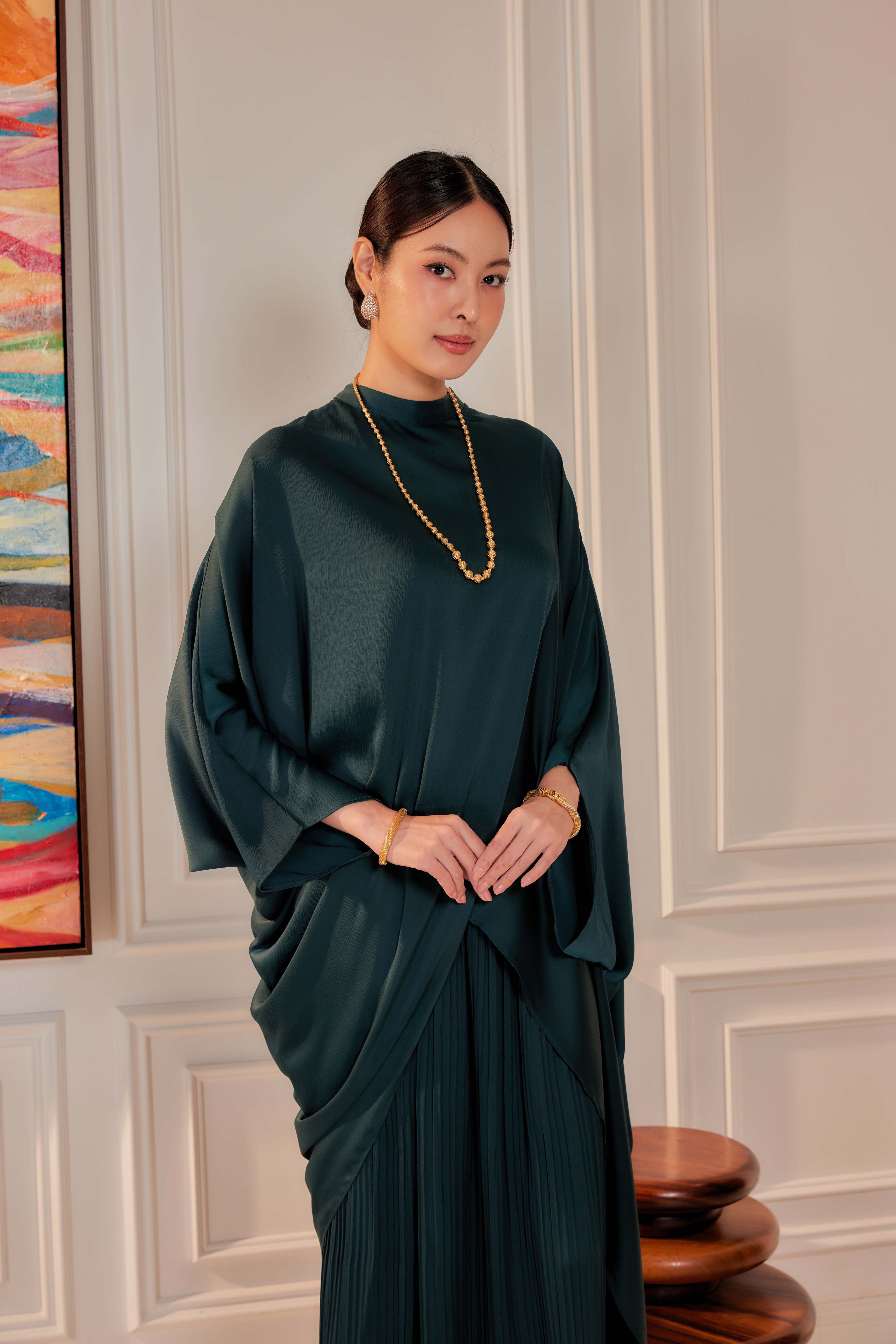 Chanela Full Sleeve Kurung with Pleated Skirt Set