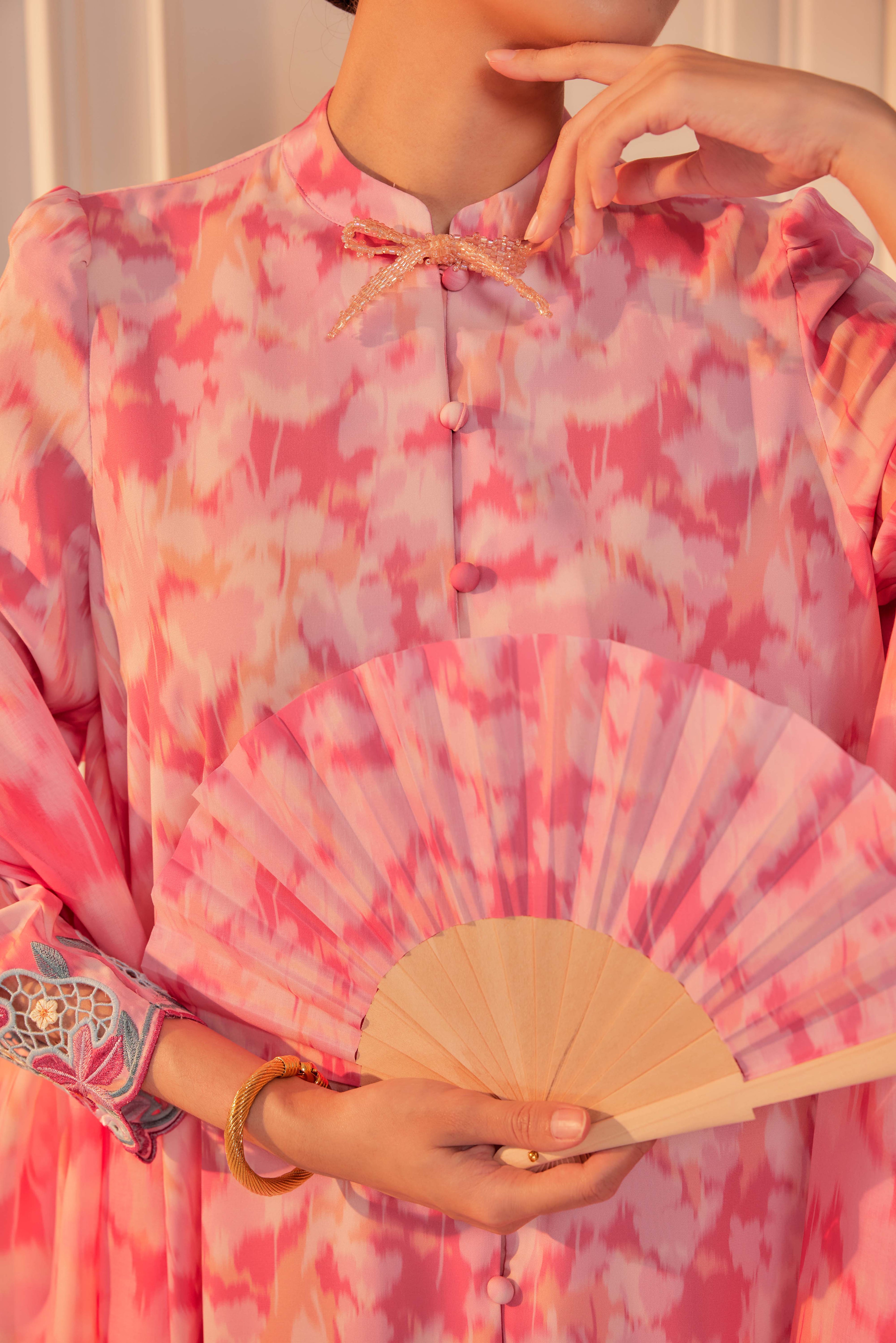 26 - Dewi Kemuning III - Kebarung Sulam Goyang Set With Matching Fan & Selendang