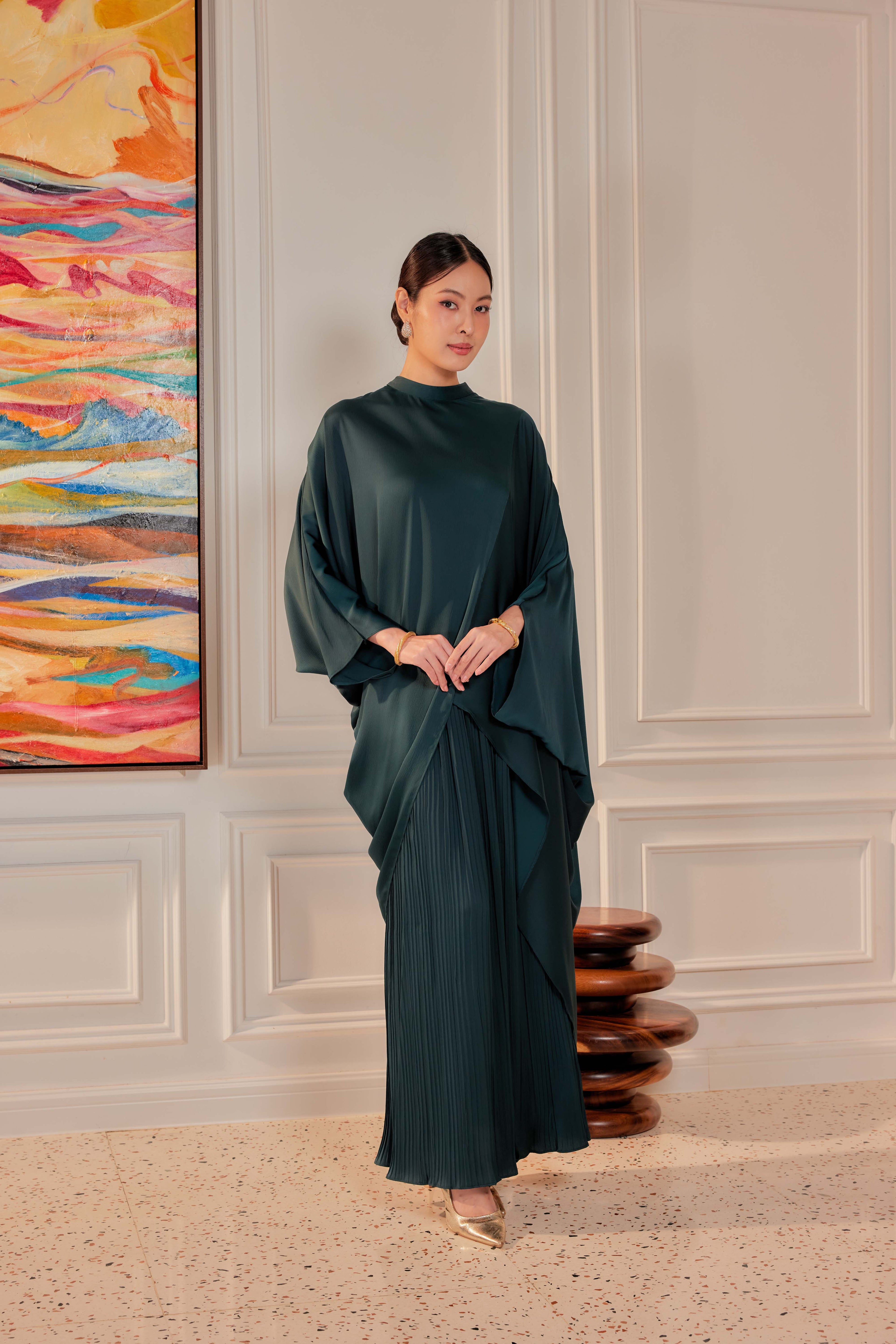 Chanela Full Sleeve Kurung with Pleated Skirt Set