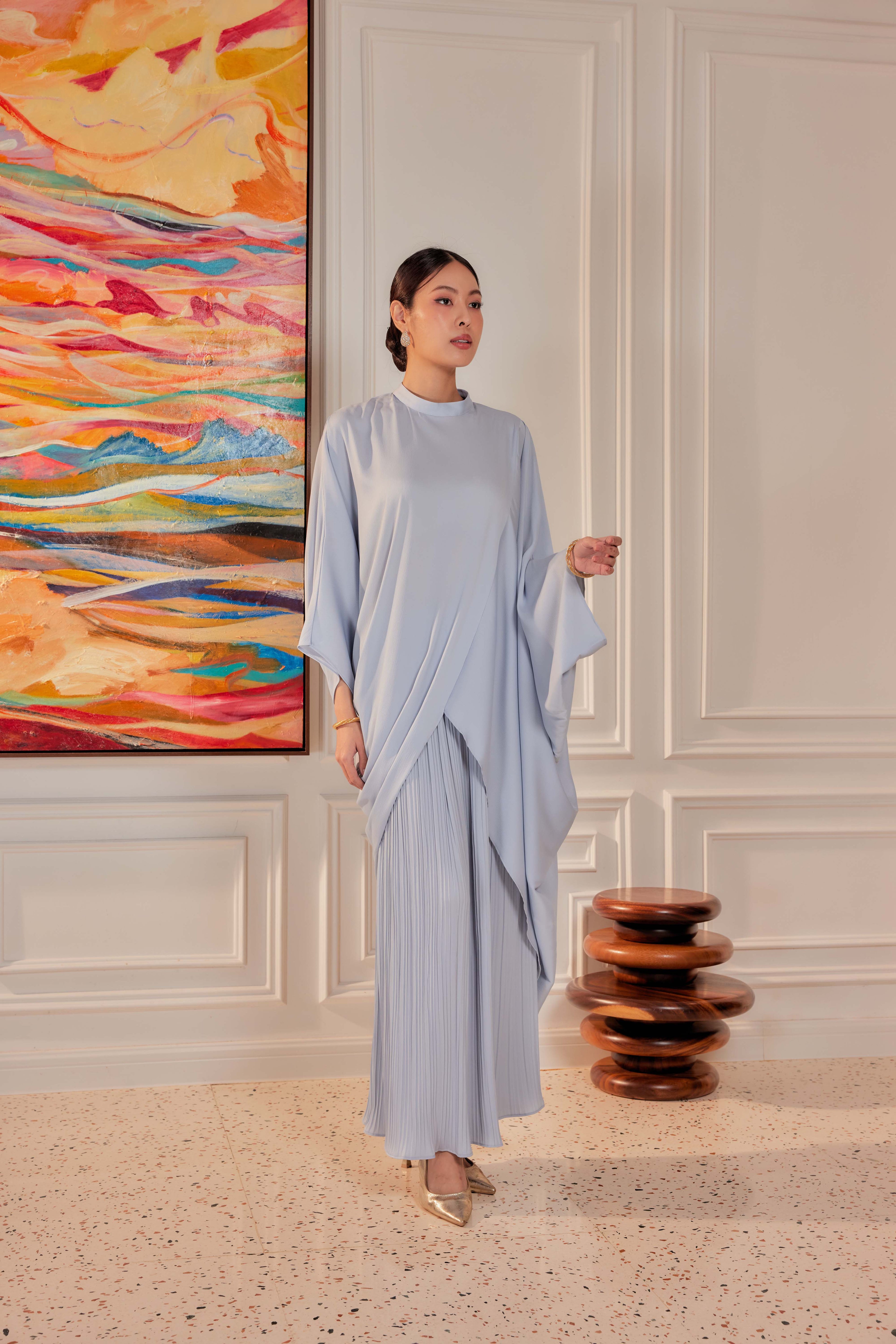 Chanela Full Sleeve Kurung with Pleated Skirt Set