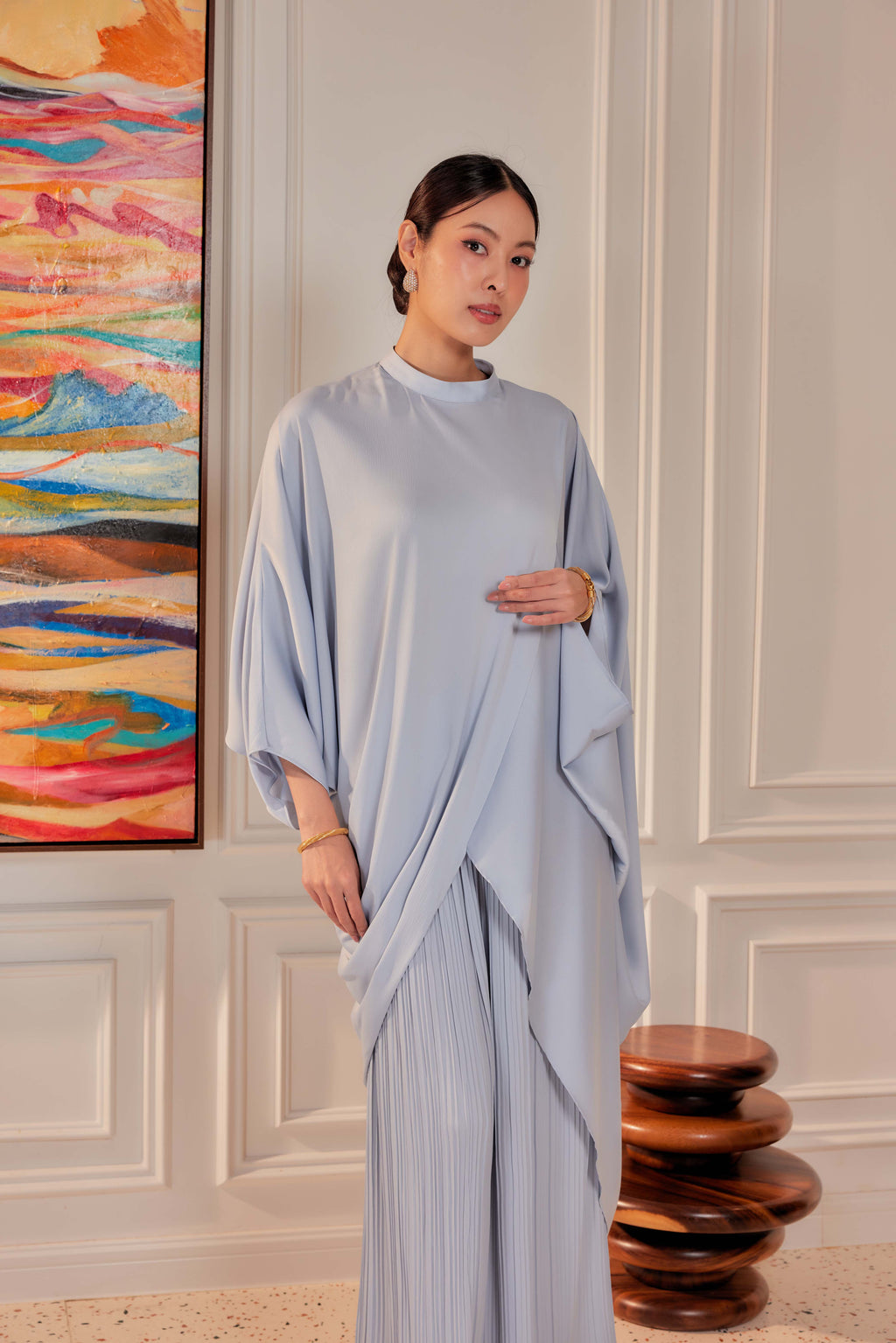 Chanela Full Sleeve Kurung with Pleated Skirt Set