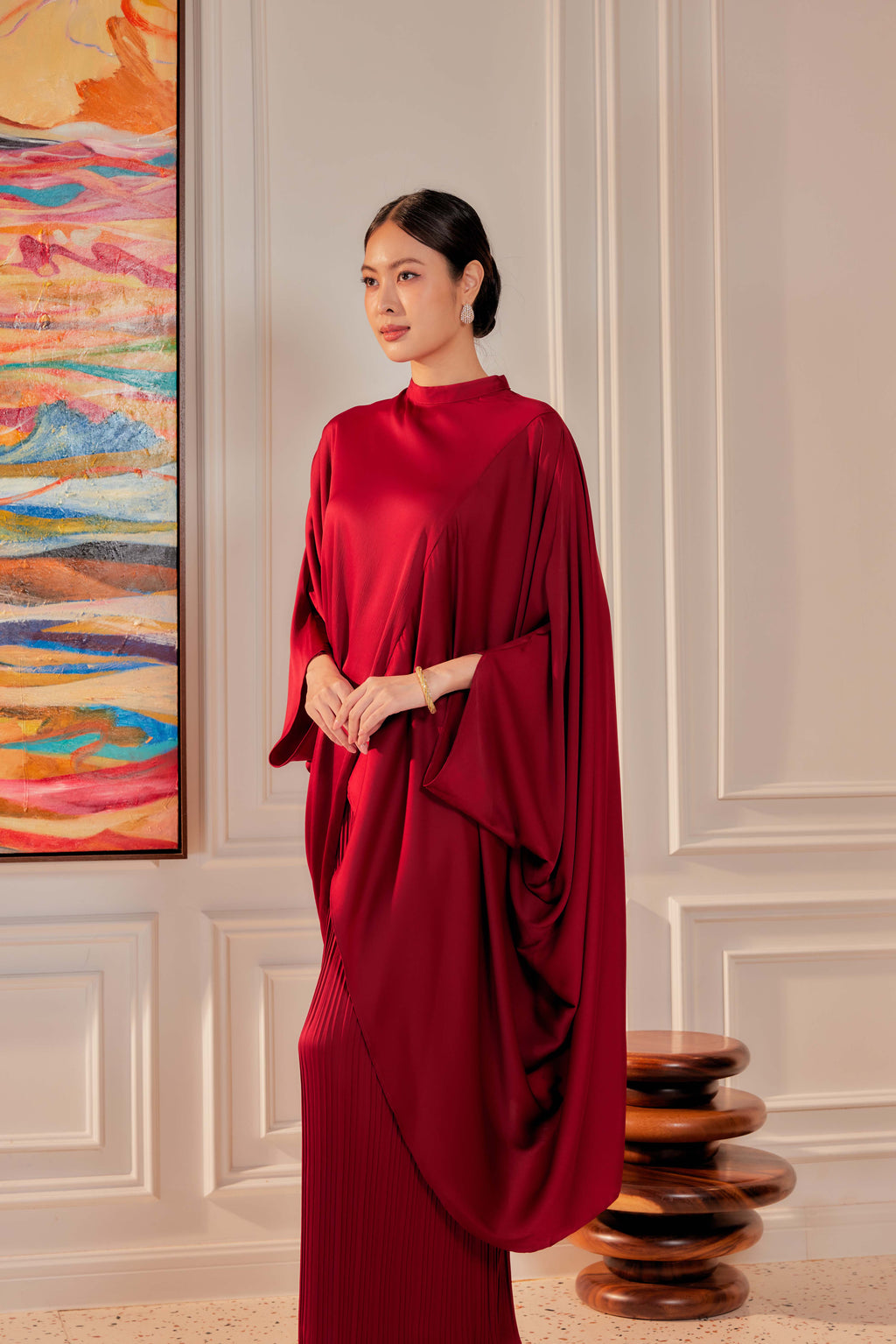 Chanela Full Sleeve Kurung with Pleated Skirt Set