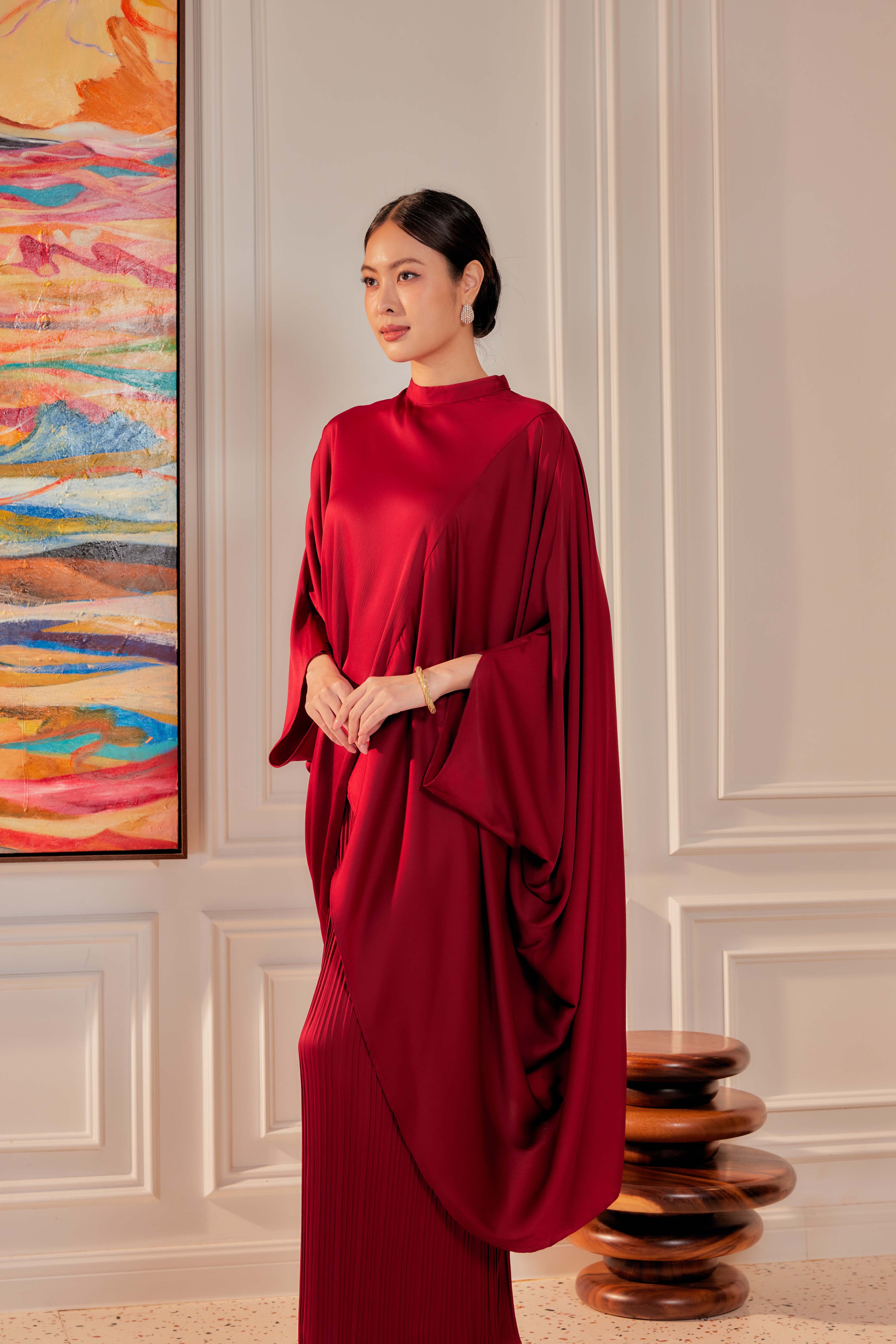 Chanela Full Sleeve Kurung with Pleated Skirt Set