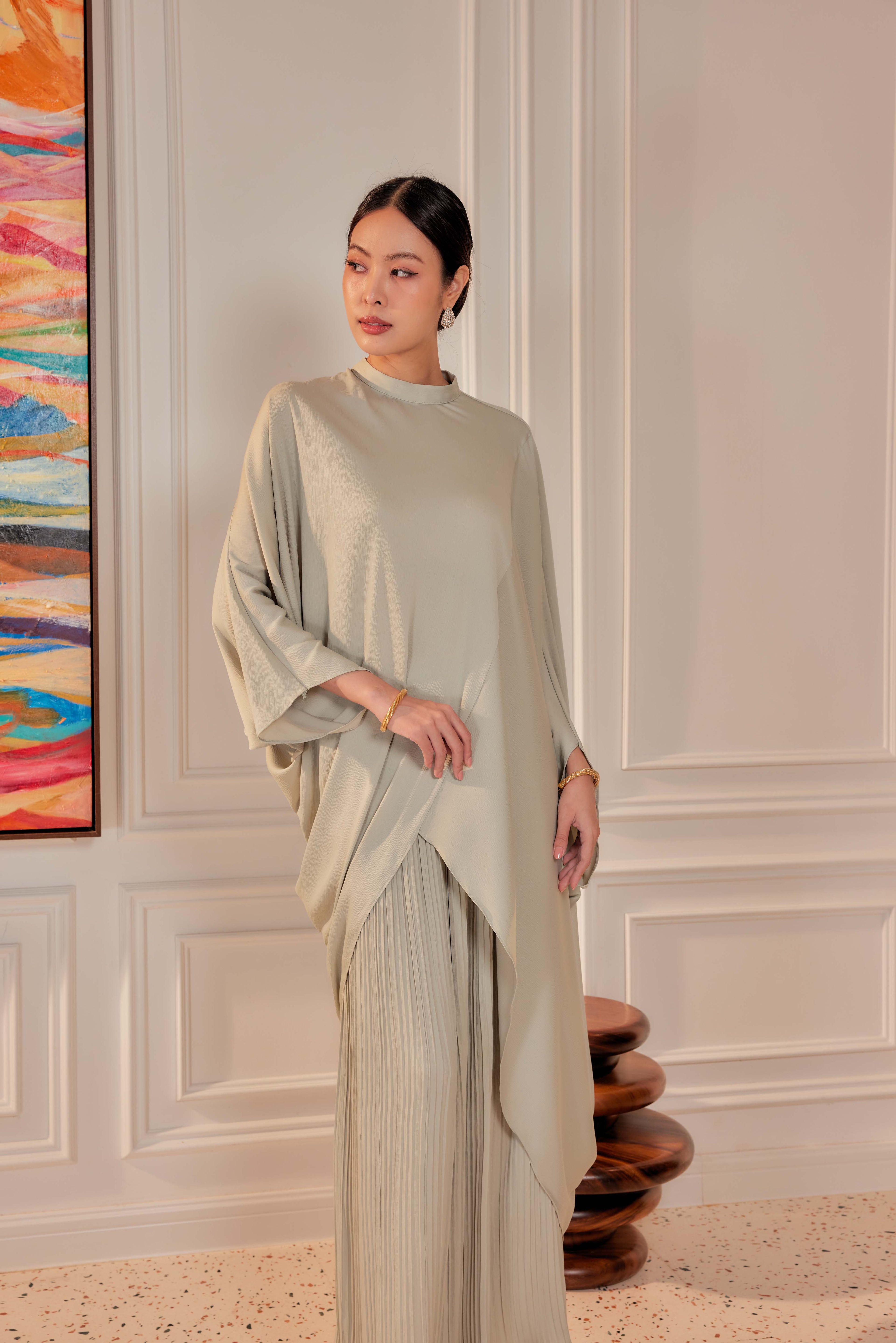 Chanela Full Sleeve Kurung with Pleated Skirt Set