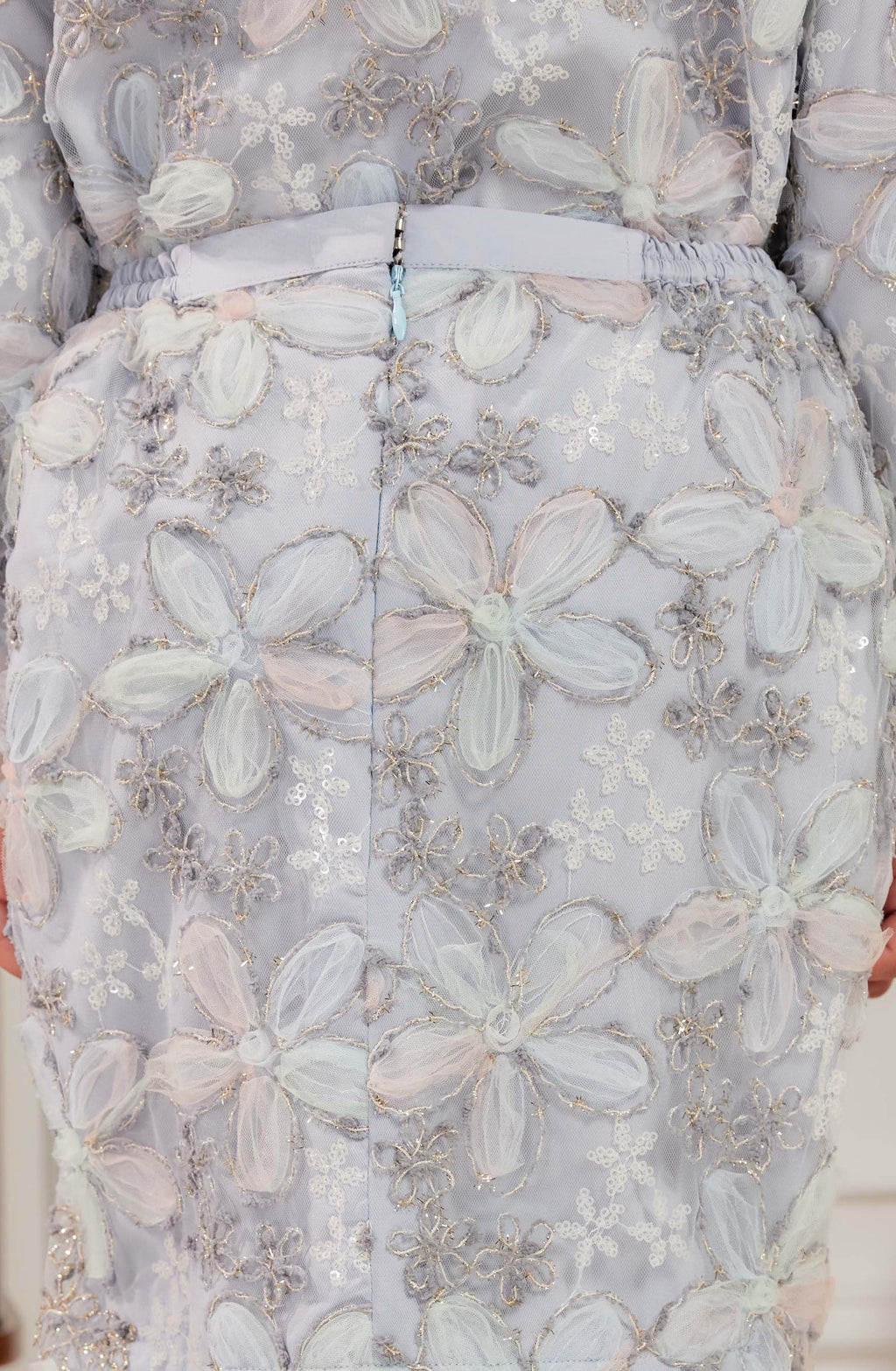 Ash Blue - KIDS Raia Embellished Lace Kurung (Full Lining)